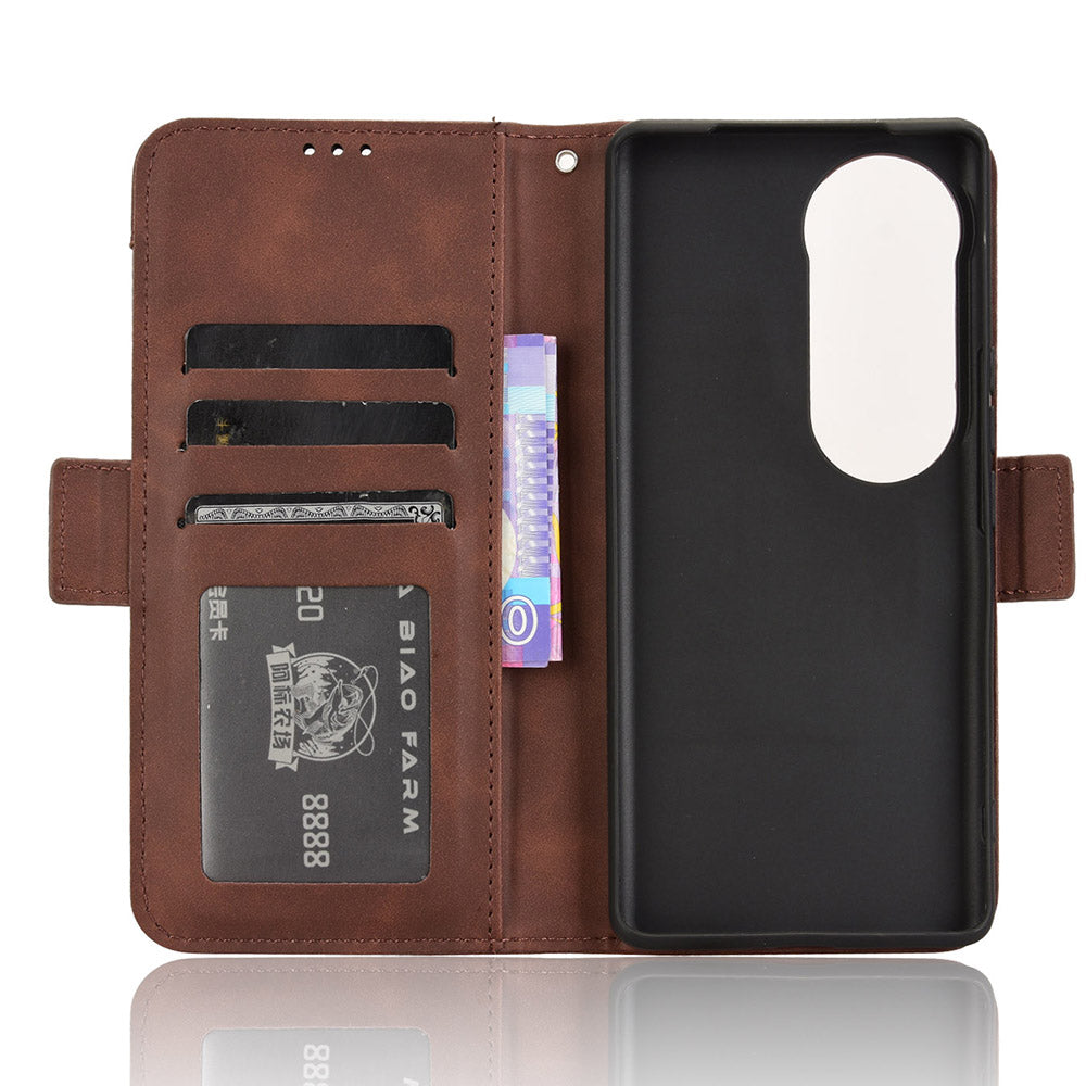 For vivo S19 Pro 5G  /  V40 5G Case Multiple Card Slots Leather Stand Phone Cover - Brown