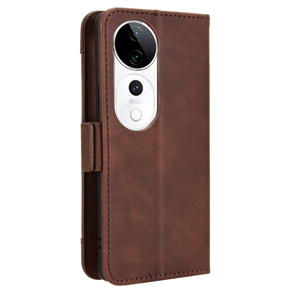 For vivo S19 Pro 5G  /  V40 5G Case Multiple Card Slots Leather Stand Phone Cover - Brown