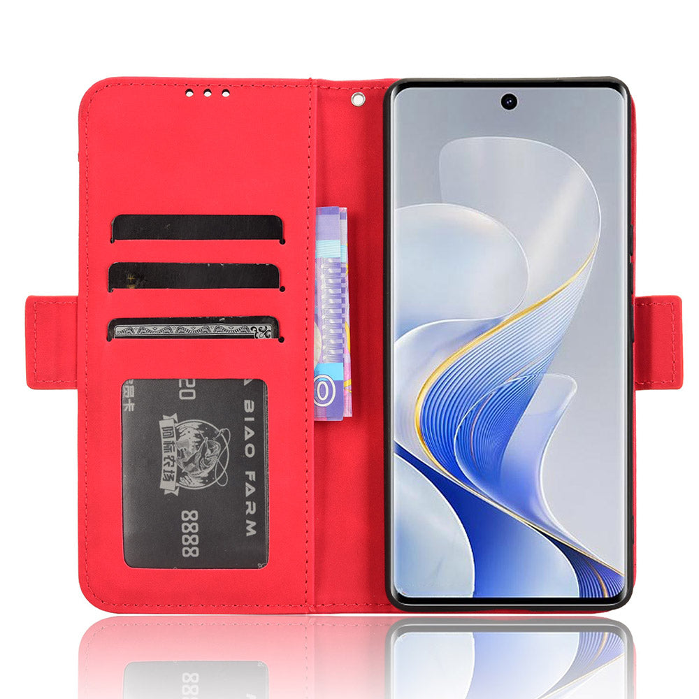 For vivo S19 Pro 5G  /  V40 5G Case Multiple Card Slots Leather Stand Phone Cover - Red