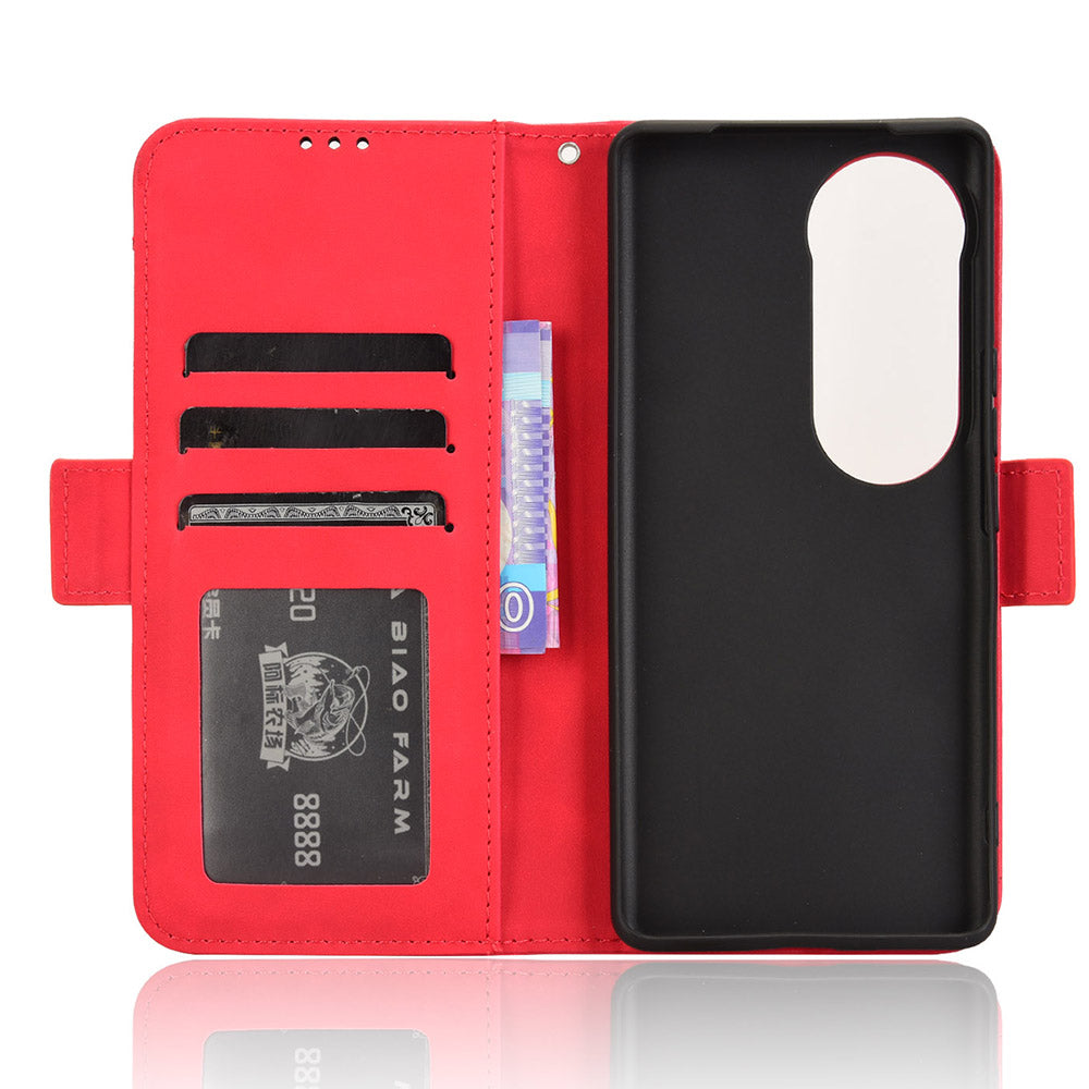 For vivo S19 Pro 5G  /  V40 5G Case Multiple Card Slots Leather Stand Phone Cover - Red