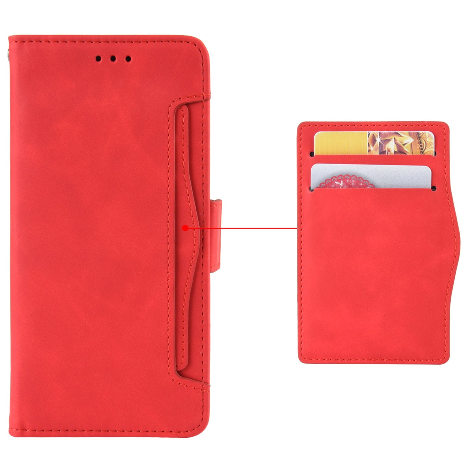 For vivo S19 Pro 5G  /  V40 5G Case Multiple Card Slots Leather Stand Phone Cover - Red