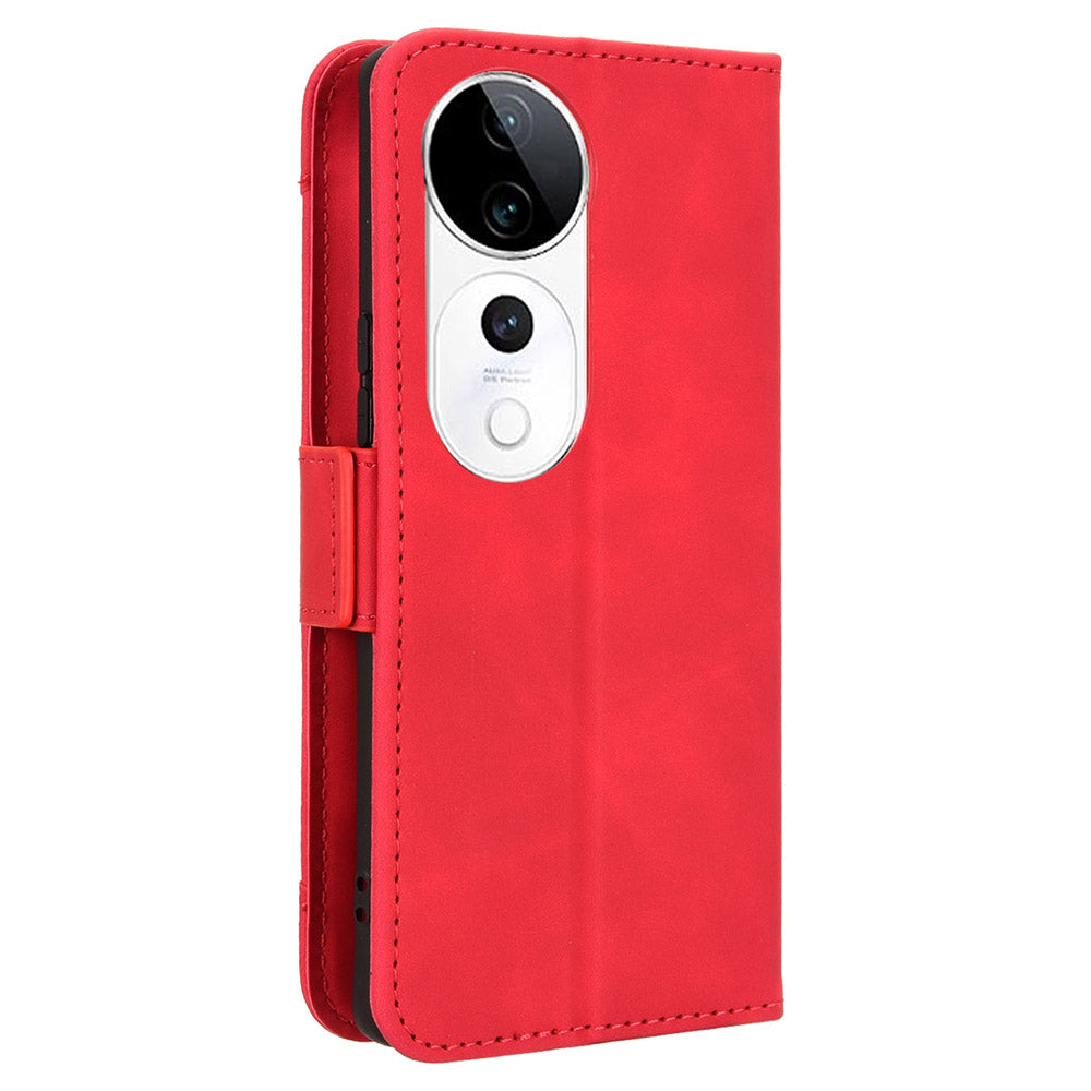 For vivo S19 Pro 5G  /  V40 5G Case Multiple Card Slots Leather Stand Phone Cover - Red