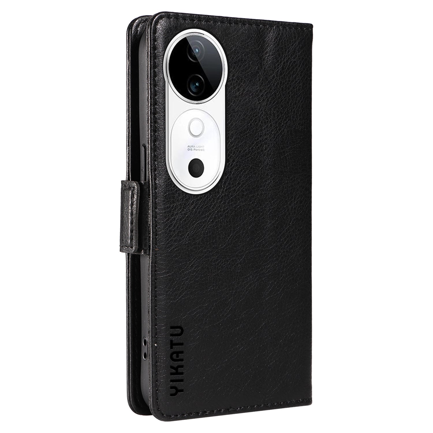 YIKATU YK-007 For vivo V40 5G / S19 5G Case Litchi Texture Leather Flip Phone Cover with Stand - Black