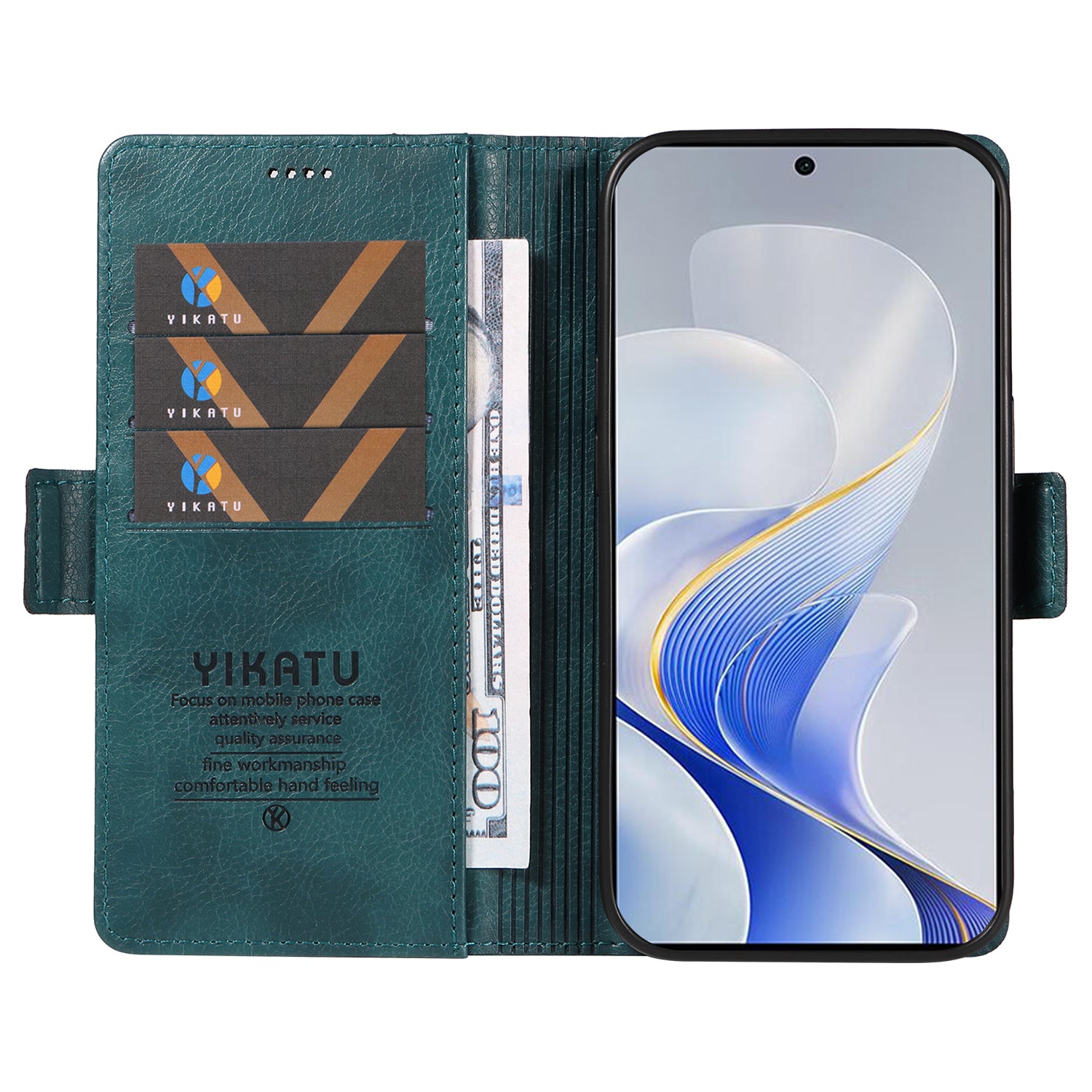 YIKATU YK-007 For vivo V40 5G / S19 5G Case Litchi Texture Leather Flip Phone Cover with Stand - Blue