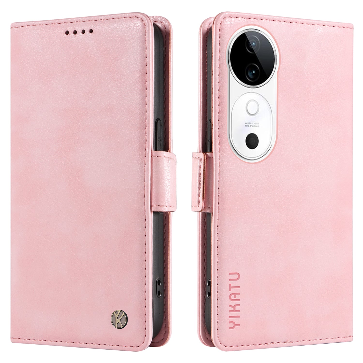 YIKATU YK-007 For vivo V40 5G / S19 5G Case Litchi Texture Leather Flip Phone Cover with Stand - Pink