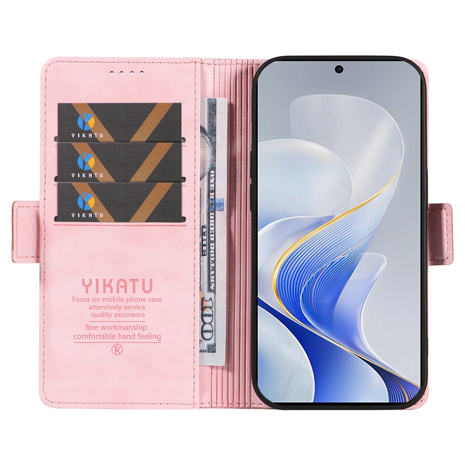 YIKATU YK-007 For vivo V40 5G / S19 5G Case Litchi Texture Leather Flip Phone Cover with Stand - Pink