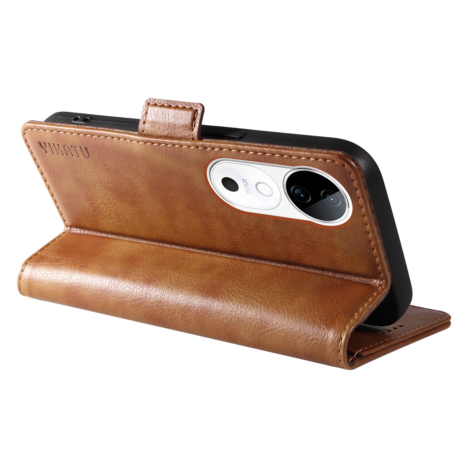 YIKATU YK-007 For vivo V40 5G / S19 5G Case Litchi Texture Leather Flip Phone Cover with Stand - Brown