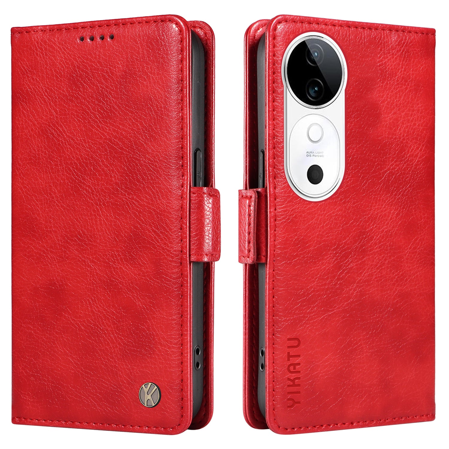 YIKATU YK-007 For vivo V40 5G / S19 5G Case Litchi Texture Leather Flip Phone Cover with Stand - Red