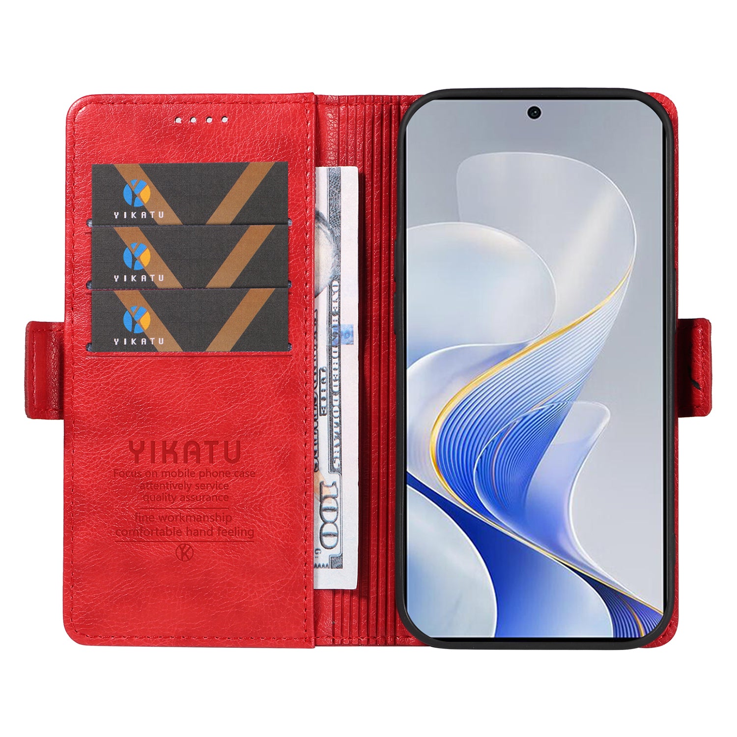 YIKATU YK-007 For vivo V40 5G / S19 5G Case Litchi Texture Leather Flip Phone Cover with Stand - Red