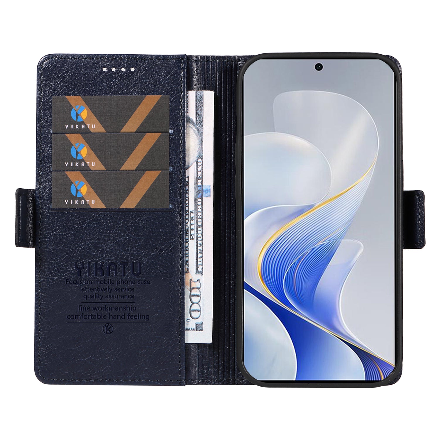 YIKATU YK-007 For vivo V40 5G / S19 5G Case Litchi Texture Leather Flip Phone Cover with Stand - Sapphire