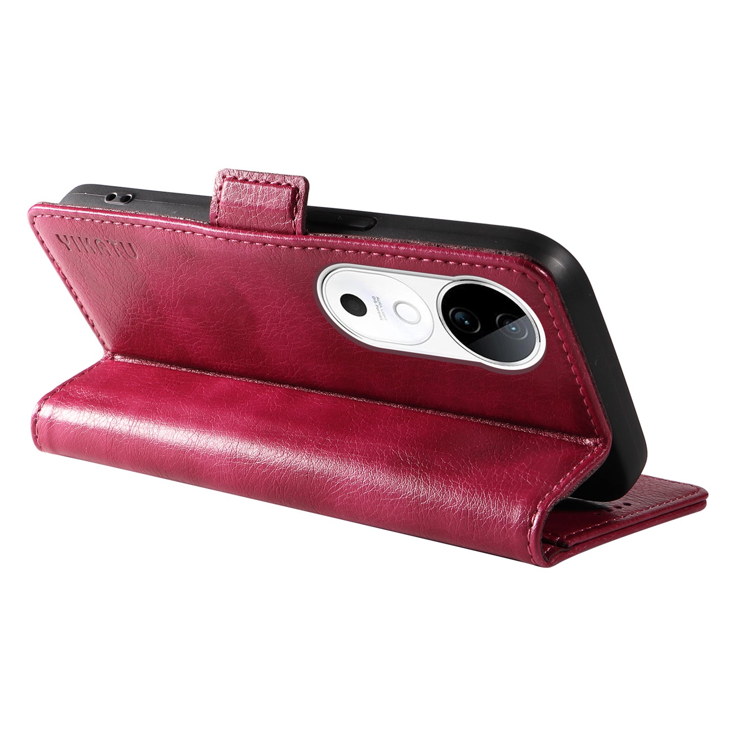 YIKATU YK-007 For vivo V40 5G / S19 5G Case Litchi Texture Leather Flip Phone Cover with Stand - Wine Red