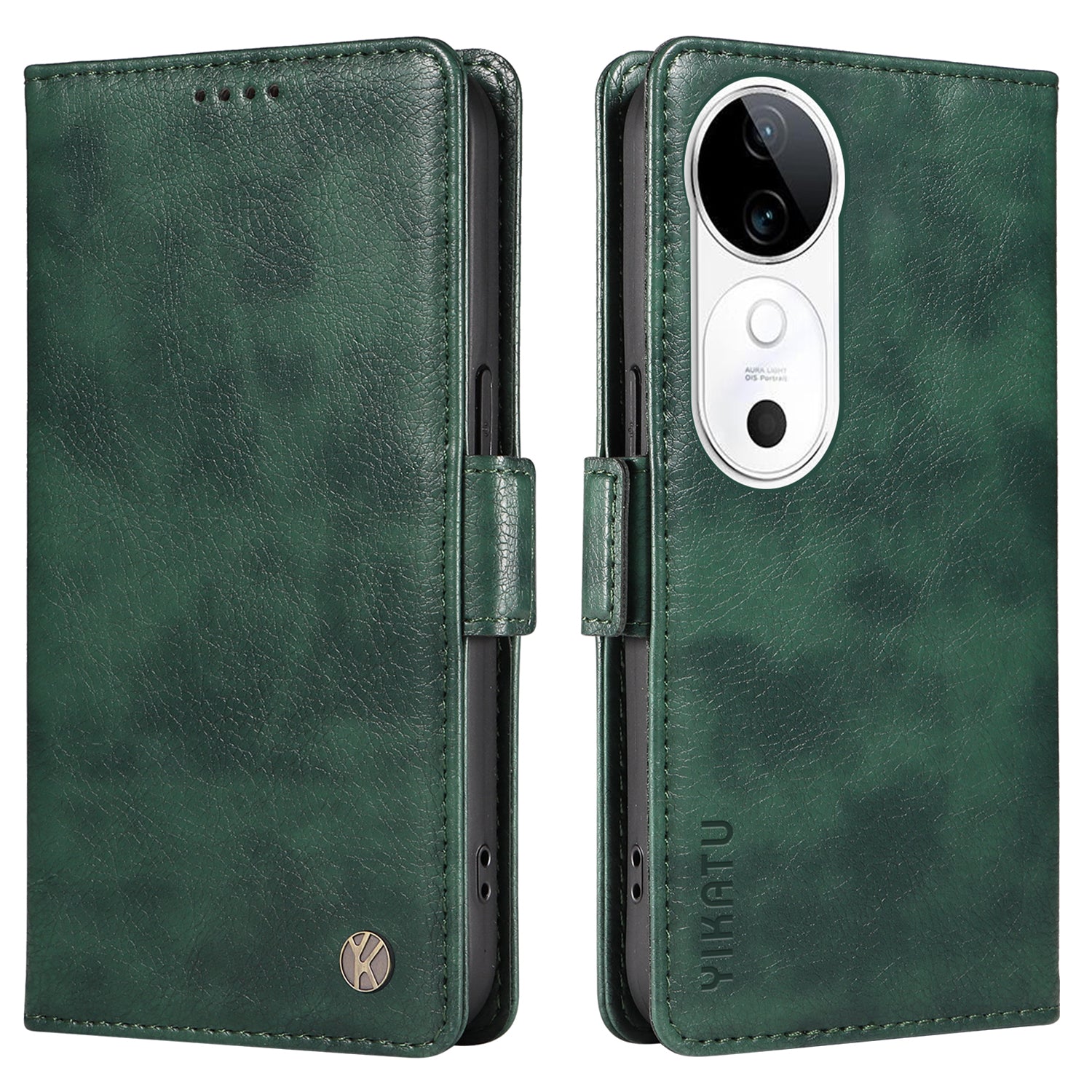 YIKATU YK-007 For vivo V40 5G / S19 5G Case Litchi Texture Leather Flip Phone Cover with Stand - Green