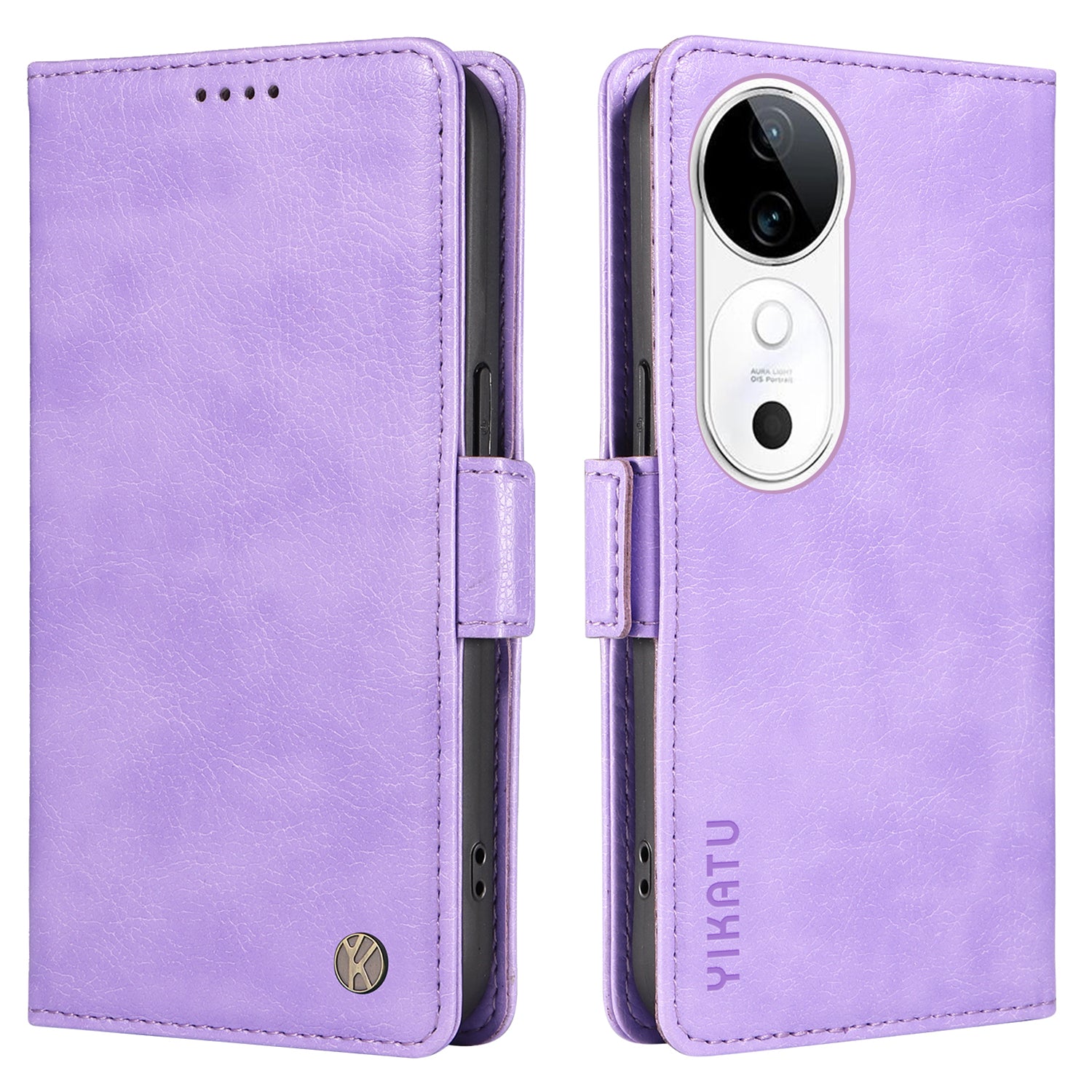 YIKATU YK-007 For vivo V40 5G / S19 5G Case Litchi Texture Leather Flip Phone Cover with Stand - Light Purple