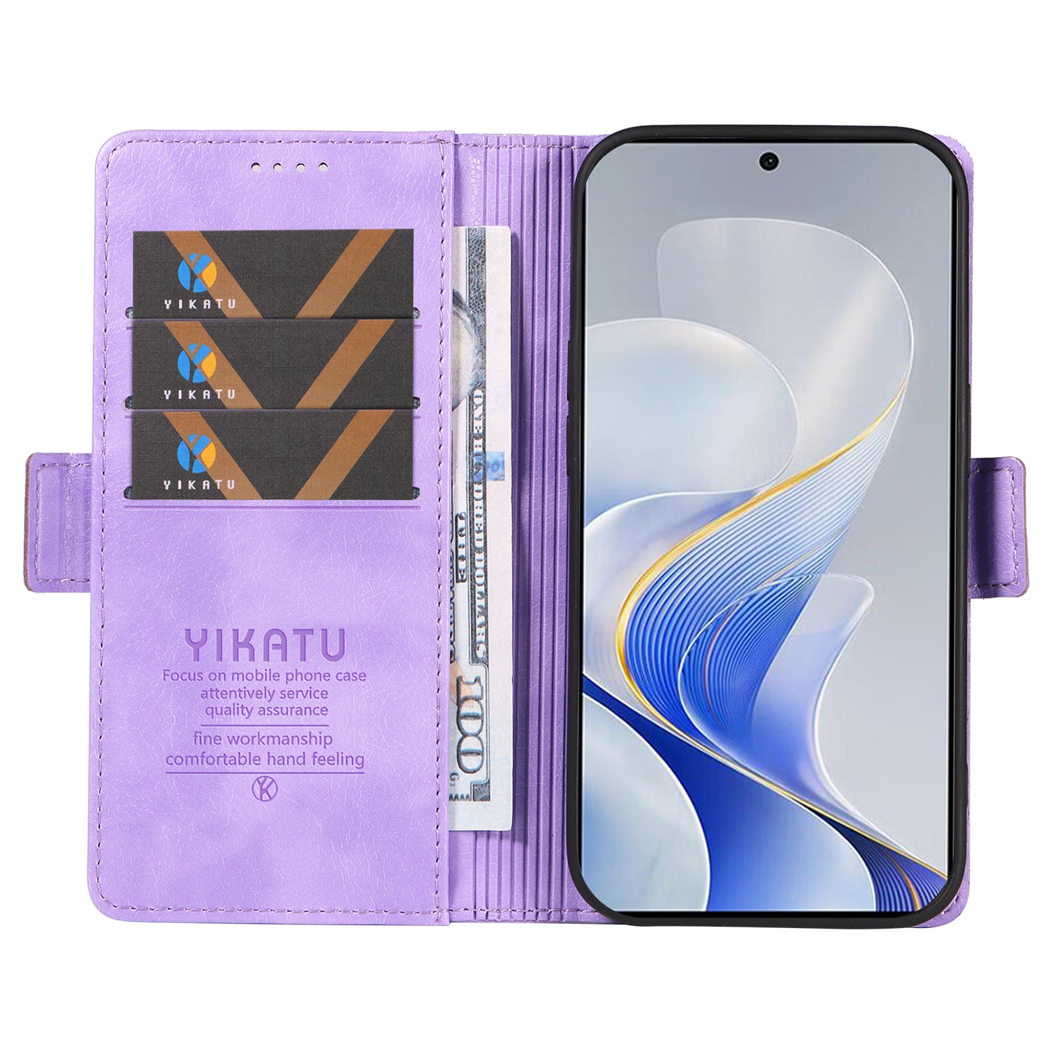 YIKATU YK-007 For vivo V40 5G / S19 5G Case Litchi Texture Leather Flip Phone Cover with Stand - Light Purple