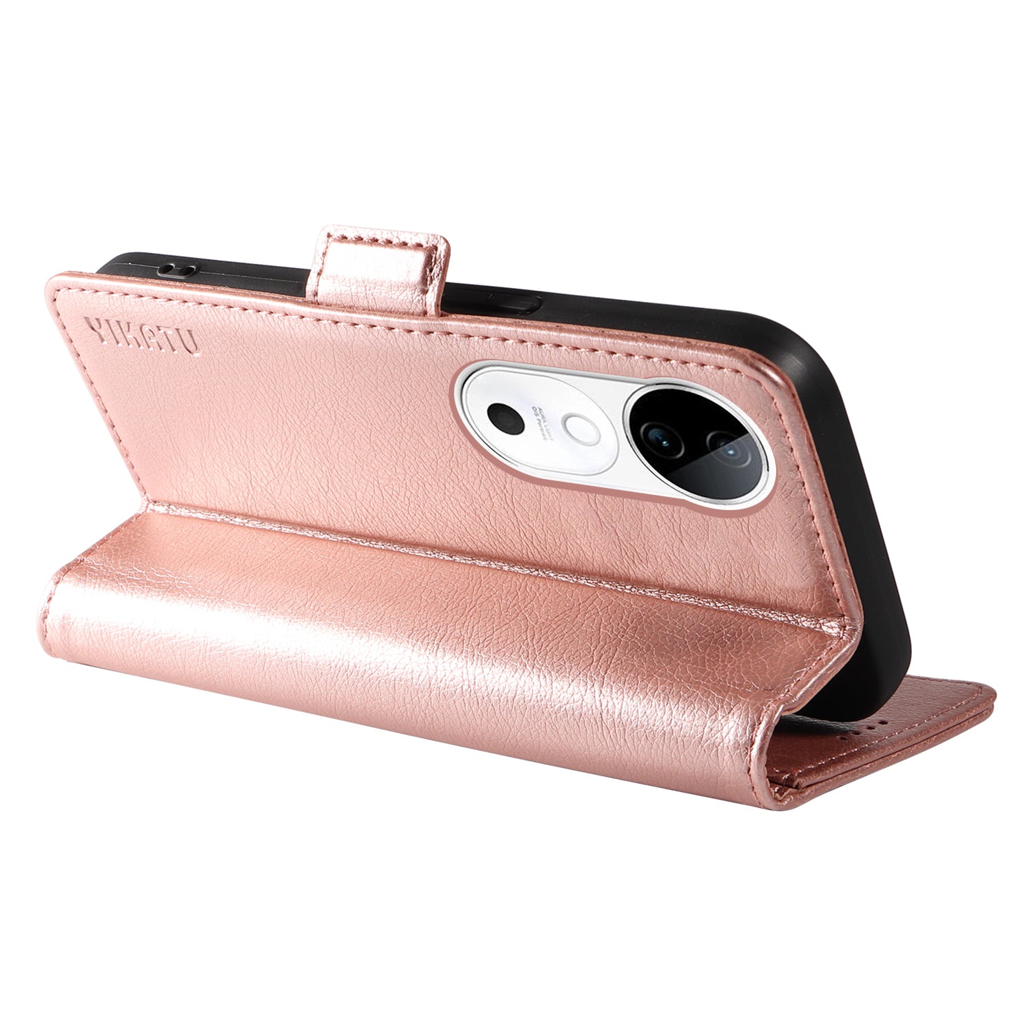 YIKATU YK-007 For vivo V40 5G / S19 5G Case Litchi Texture Leather Flip Phone Cover with Stand - Rose Gold