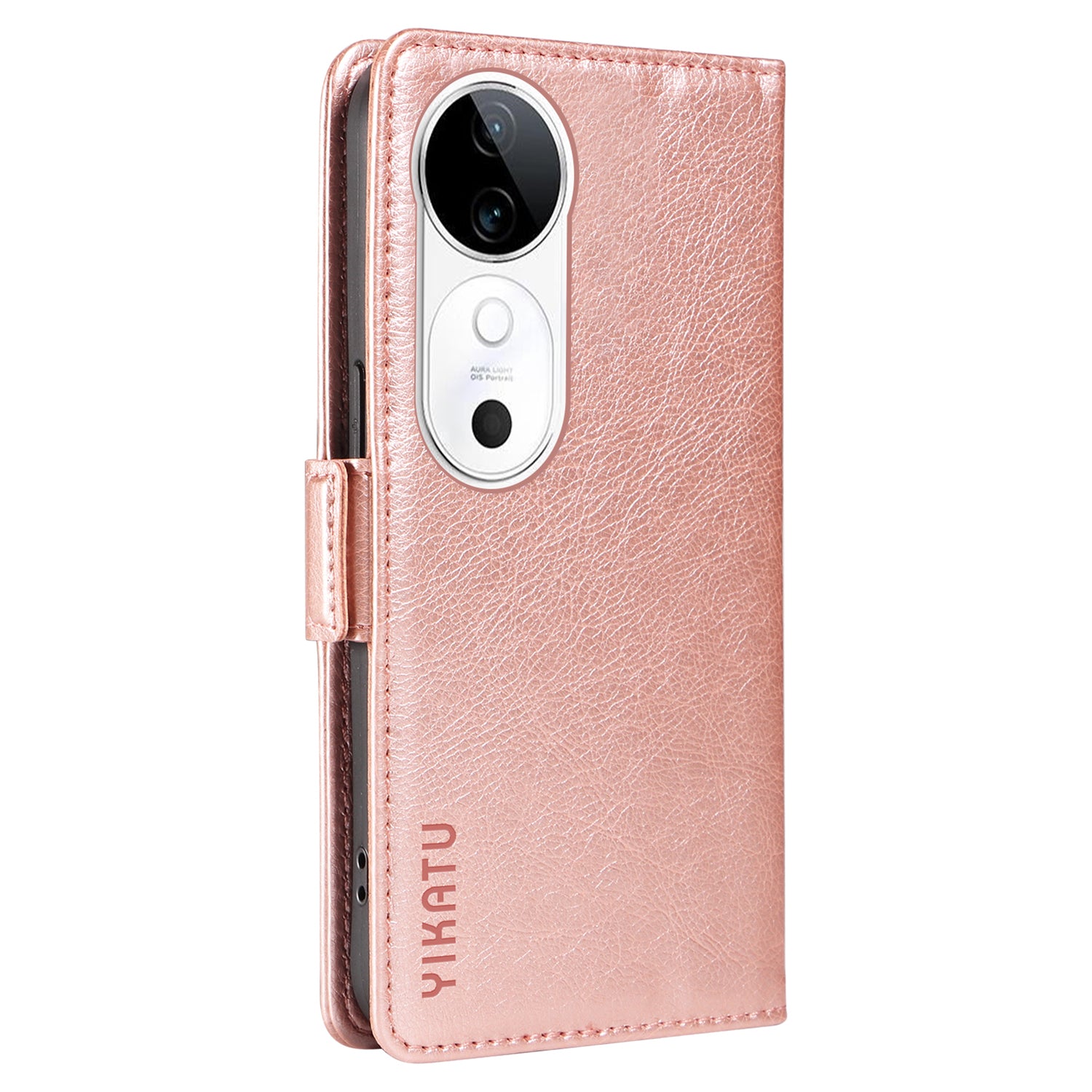 YIKATU YK-007 For vivo V40 5G / S19 5G Case Litchi Texture Leather Flip Phone Cover with Stand - Rose Gold