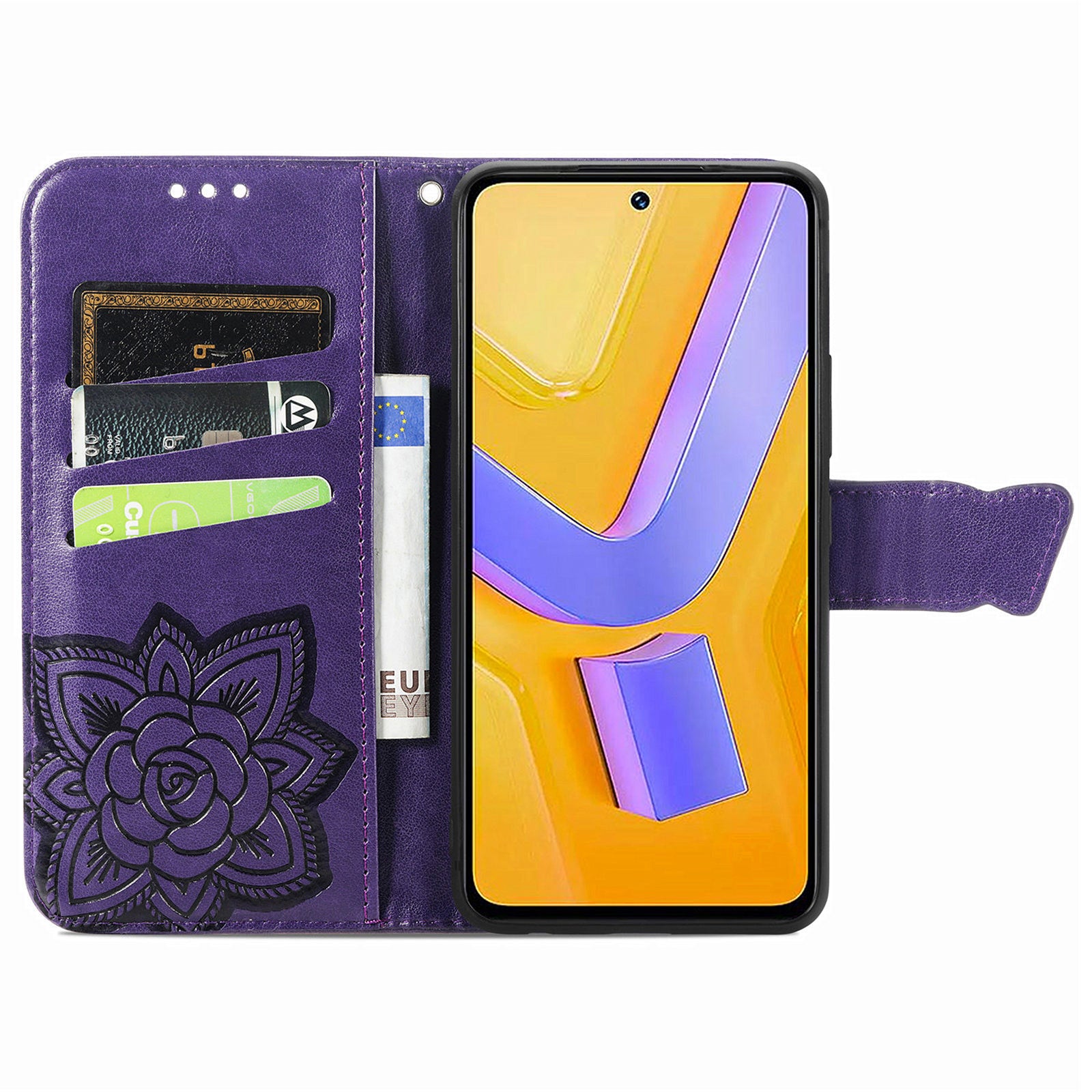 For vivo V40 SE 5G Case Butterfly Imprinted Leather Flip Protective Phone Cover - Dark Purple