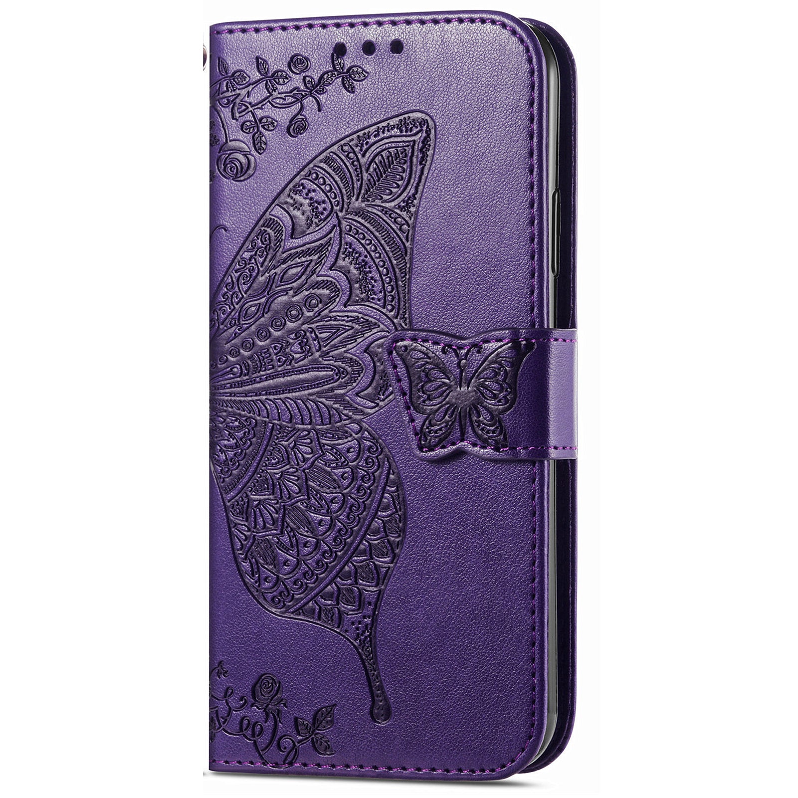 For vivo V40 SE 5G Case Butterfly Imprinted Leather Flip Protective Phone Cover - Dark Purple