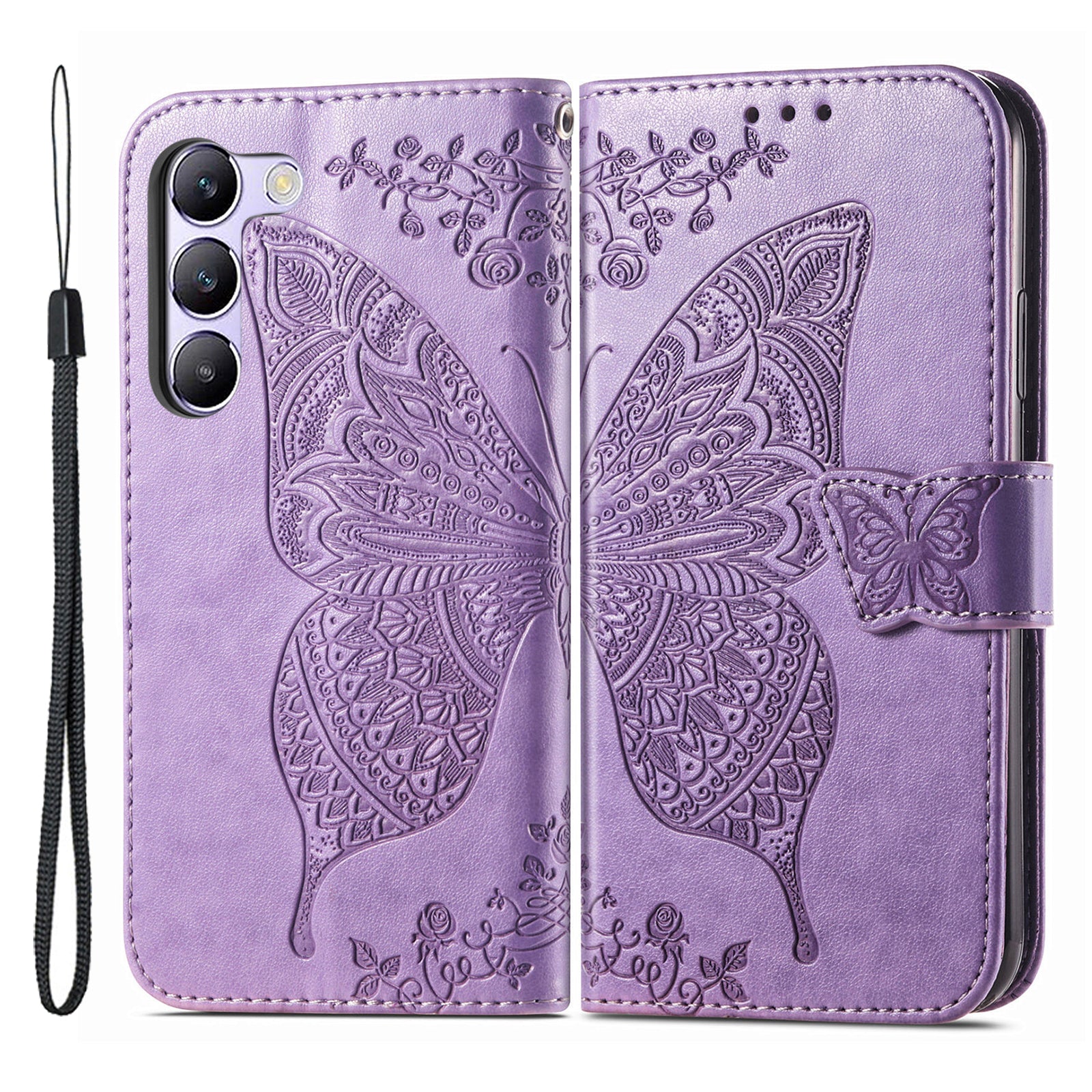 For vivo V40 SE 5G Case Butterfly Imprinted Leather Flip Protective Phone Cover - Light Purple