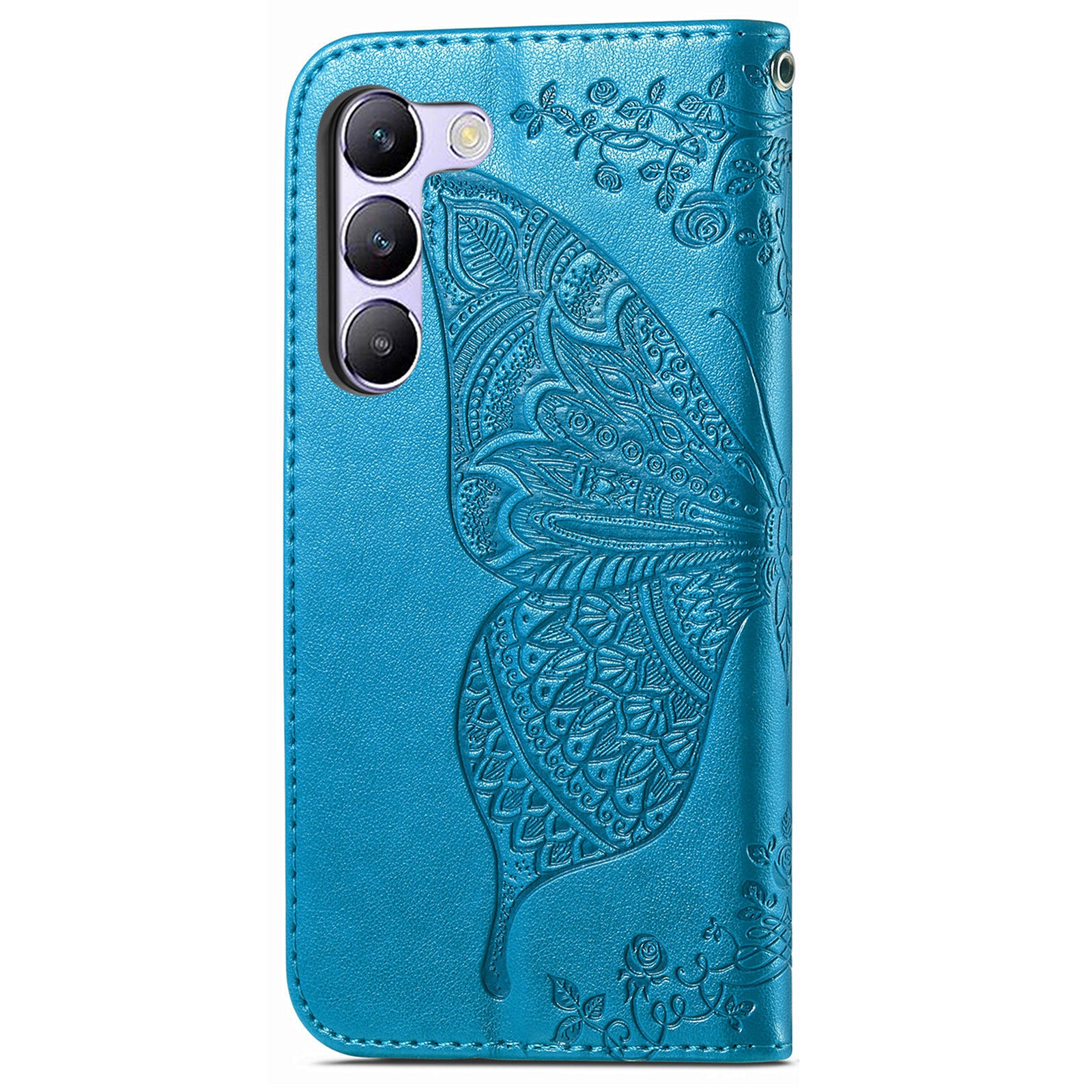 For vivo V40 SE 5G Case Butterfly Imprinted Leather Flip Protective Phone Cover - Blue