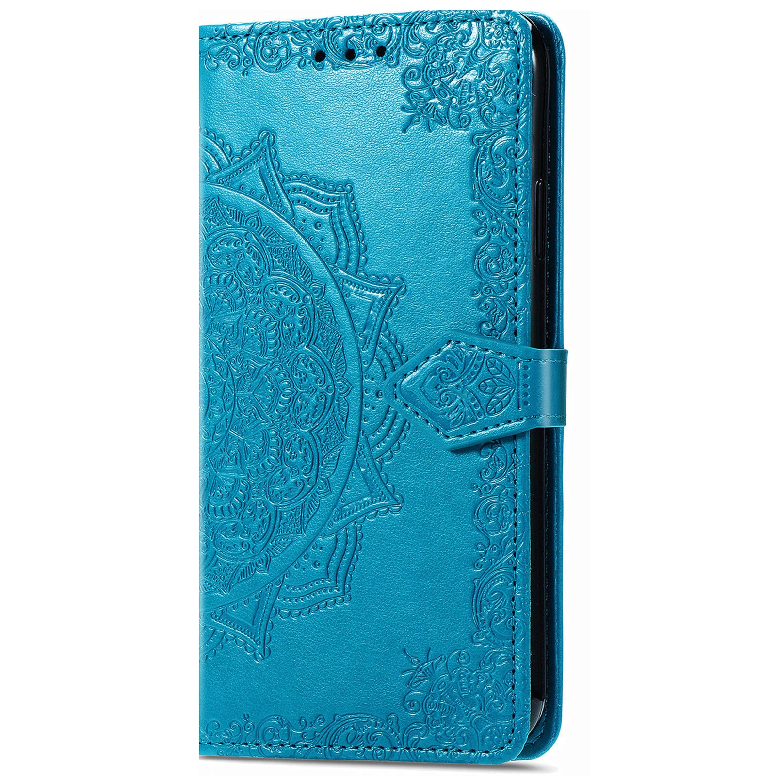 For vivo V40 SE 5G Case Embossed Mandala Leather Phone Cover Magnetic Flip Wallet - Blue