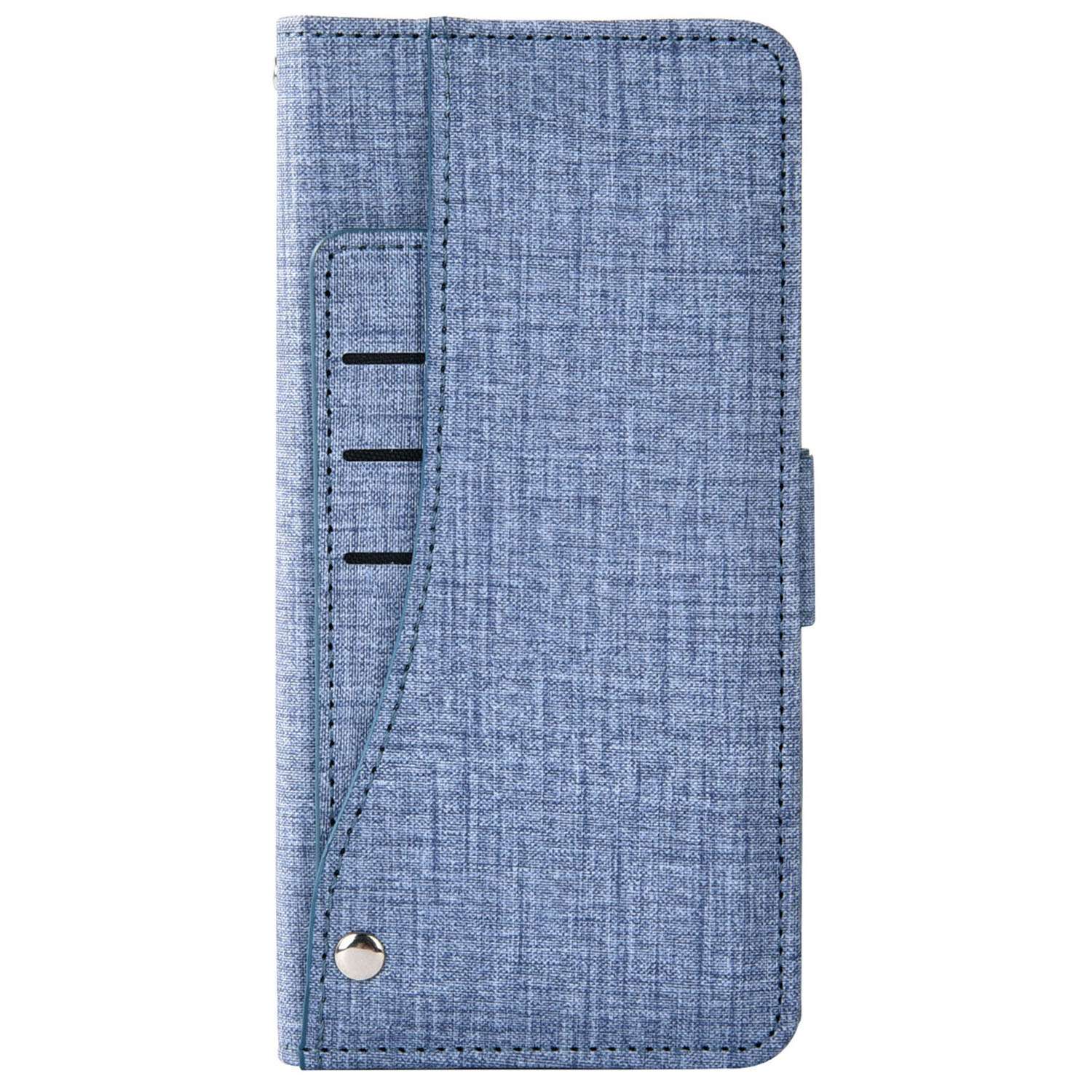 For Samsung Galaxy S20 FE / S20 FE 5G / S20 FE 2022 / S20 Lite Jean Cloth Texture PU Leather Wallet Stand Phone Case with Rotating Card Slot - Blue