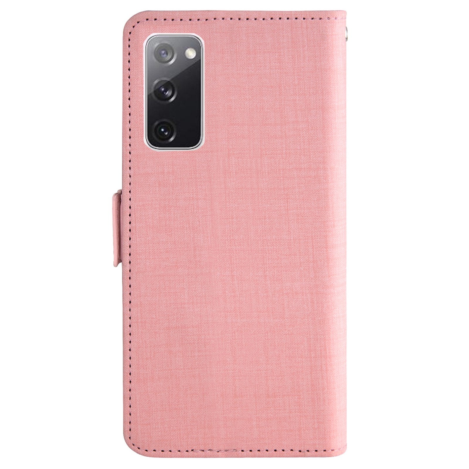 For Samsung Galaxy S20 FE / S20 FE 5G / S20 FE 2022 / S20 Lite Jean Cloth Texture PU Leather Wallet Stand Phone Case with Rotating Card Slot - Pink