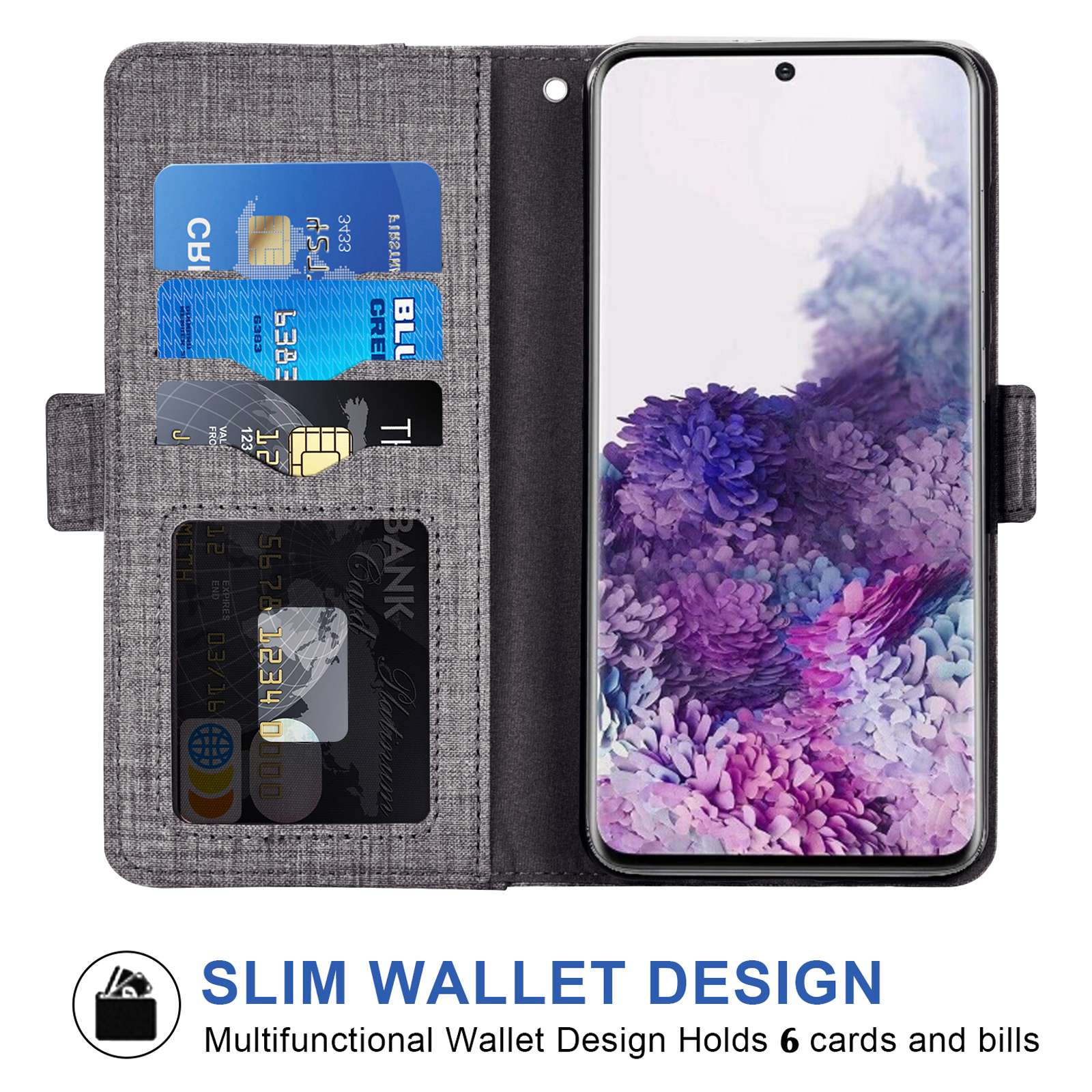 For Samsung Galaxy S20 FE / S20 FE 5G / S20 FE 2022 / S20 Lite Jean Cloth Texture PU Leather Wallet Stand Phone Case with Rotating Card Slot - Grey