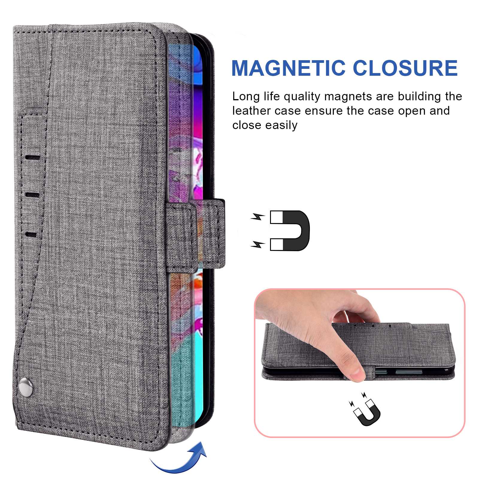 For Samsung Galaxy S20 FE / S20 FE 5G / S20 FE 2022 / S20 Lite Jean Cloth Texture PU Leather Wallet Stand Phone Case with Rotating Card Slot - Grey