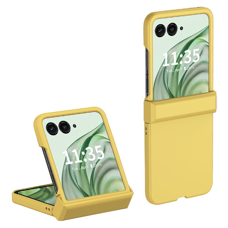 For Motorola Razr 50 Ultra 5G Case Hinge Protection Skin-touch PC Phone Cover - Yellow