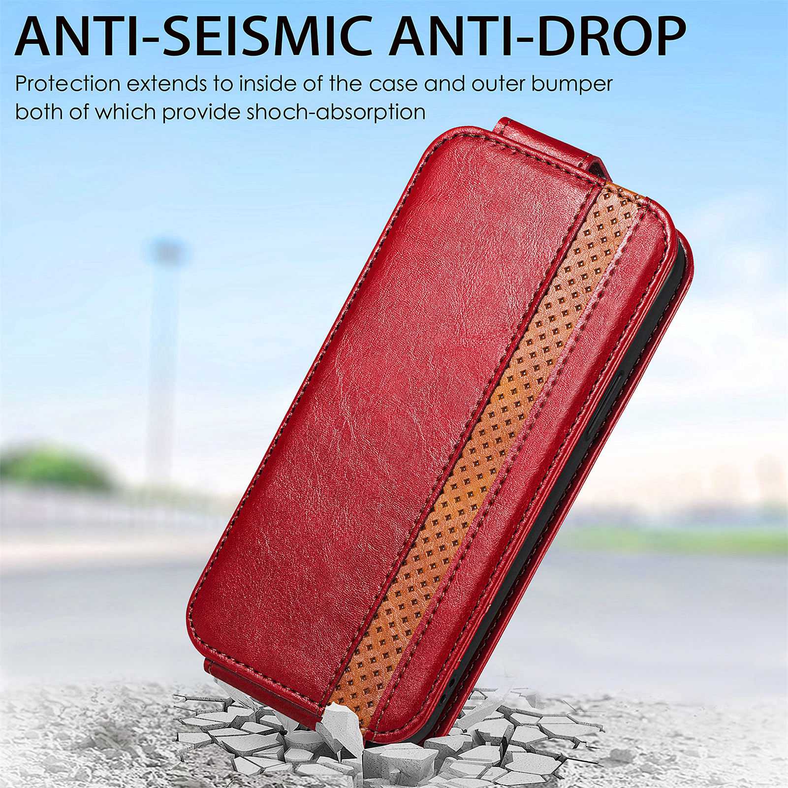 CASENEO 003 Series for Samsung Galaxy S20 FE 4G / FE 5G / S20 Lite / S20 FE 2022 Business Style Splicing Phone Drop-proof Case PU Leather Stand Vertical Flip Cover with Card Slots - Red