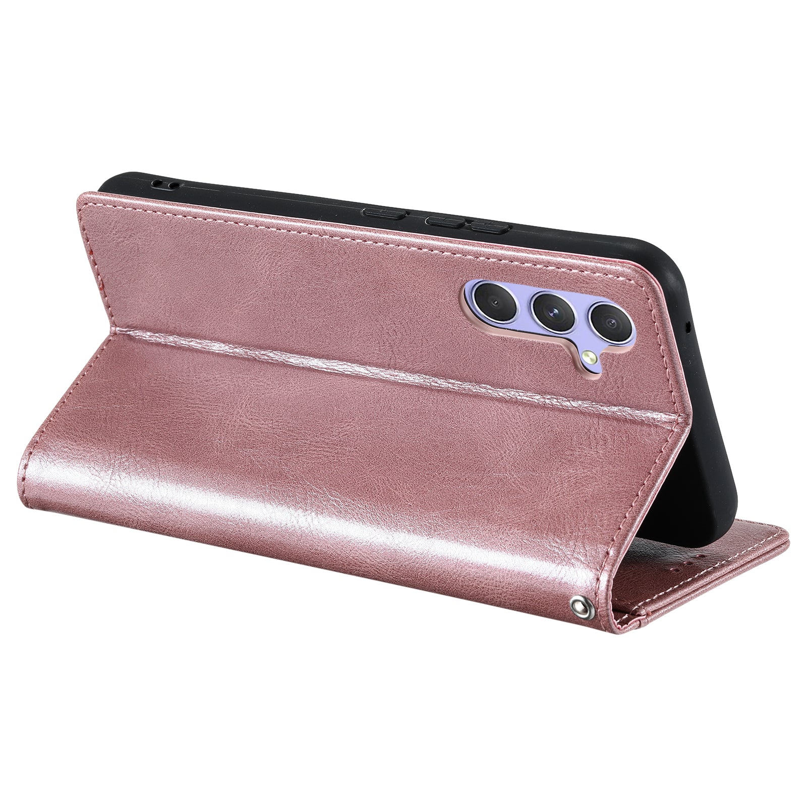 013 Style For Samsung Galaxy A16 5G / A16 4G Case Anti-Fall PU Leather Phone Cover with 6 Card Slots - Rose Gold