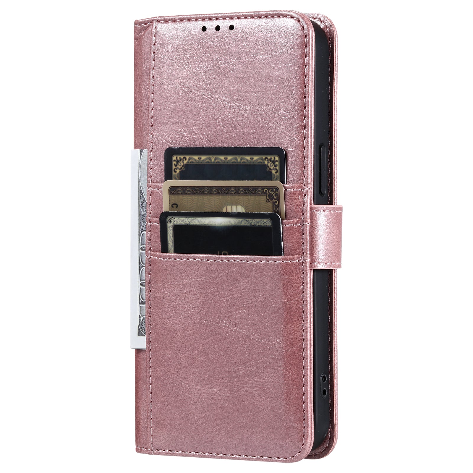 013 Style For Samsung Galaxy A16 5G / A16 4G Case Anti-Fall PU Leather Phone Cover with 6 Card Slots - Rose Gold