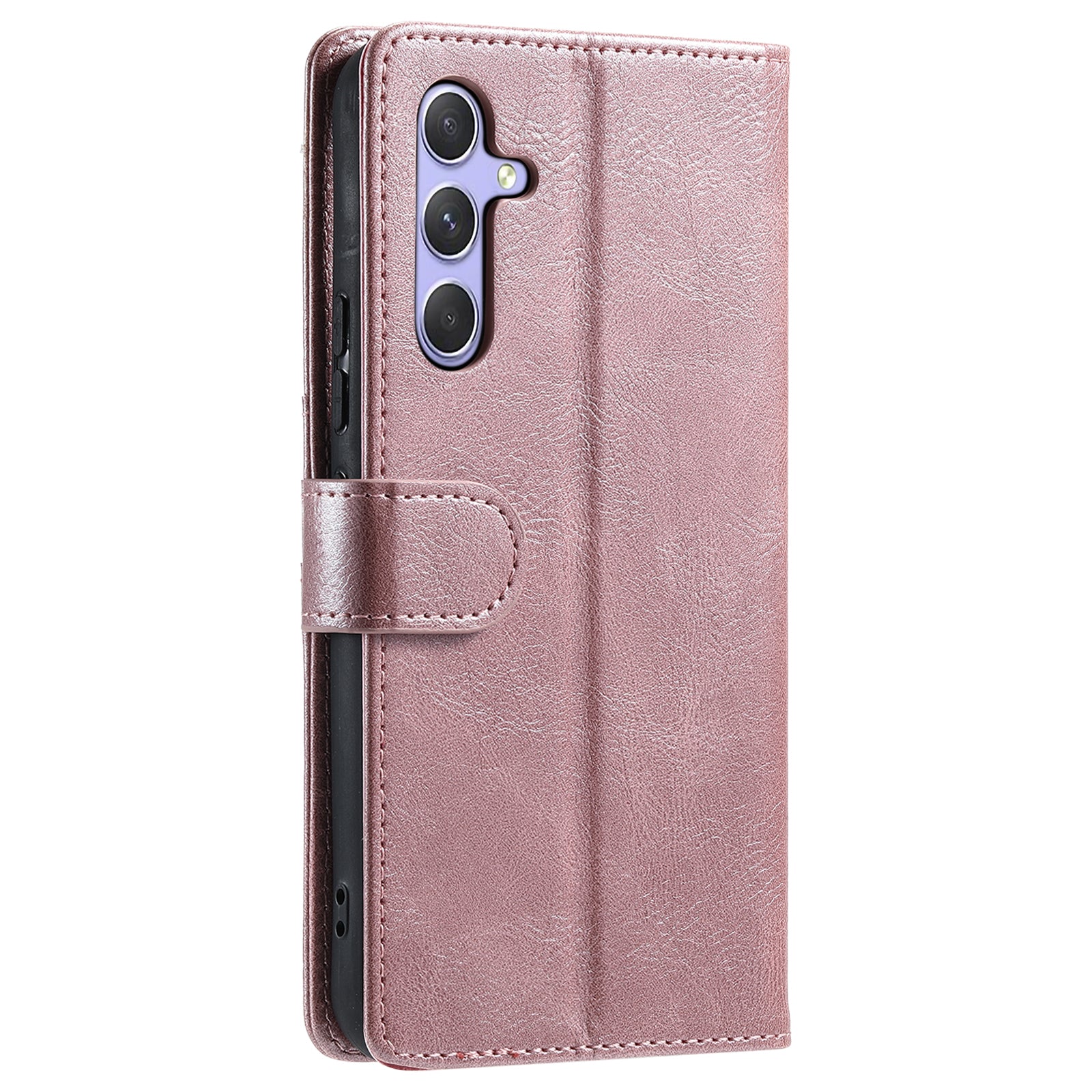 013 Style For Samsung Galaxy A16 5G / A16 4G Case Anti-Fall PU Leather Phone Cover with 6 Card Slots - Rose Gold