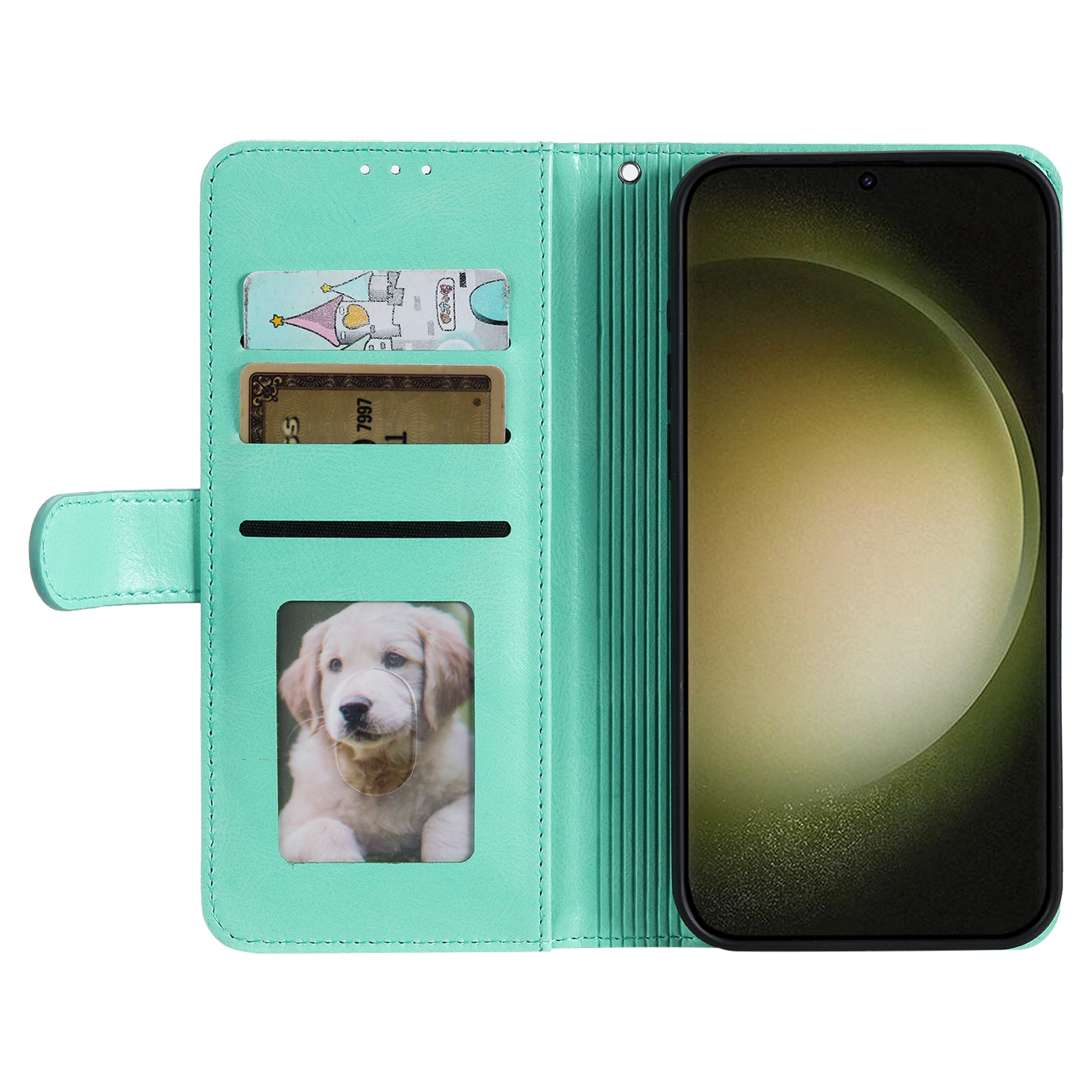 013 Style For Samsung Galaxy A16 5G / A16 4G Case Anti-Fall PU Leather Phone Cover with 6 Card Slots - Mint Green