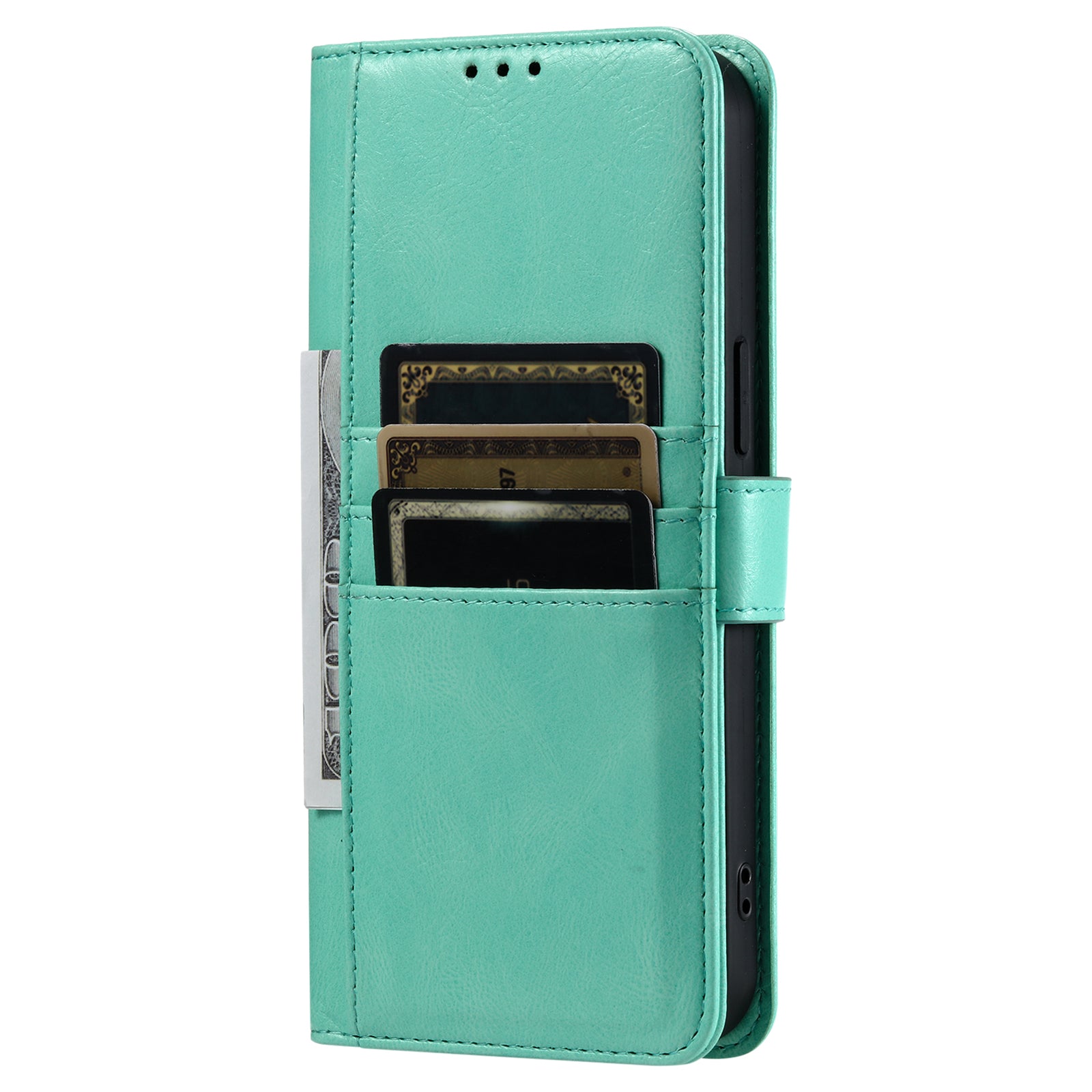 013 Style For Samsung Galaxy A16 5G / A16 4G Case Anti-Fall PU Leather Phone Cover with 6 Card Slots - Mint Green