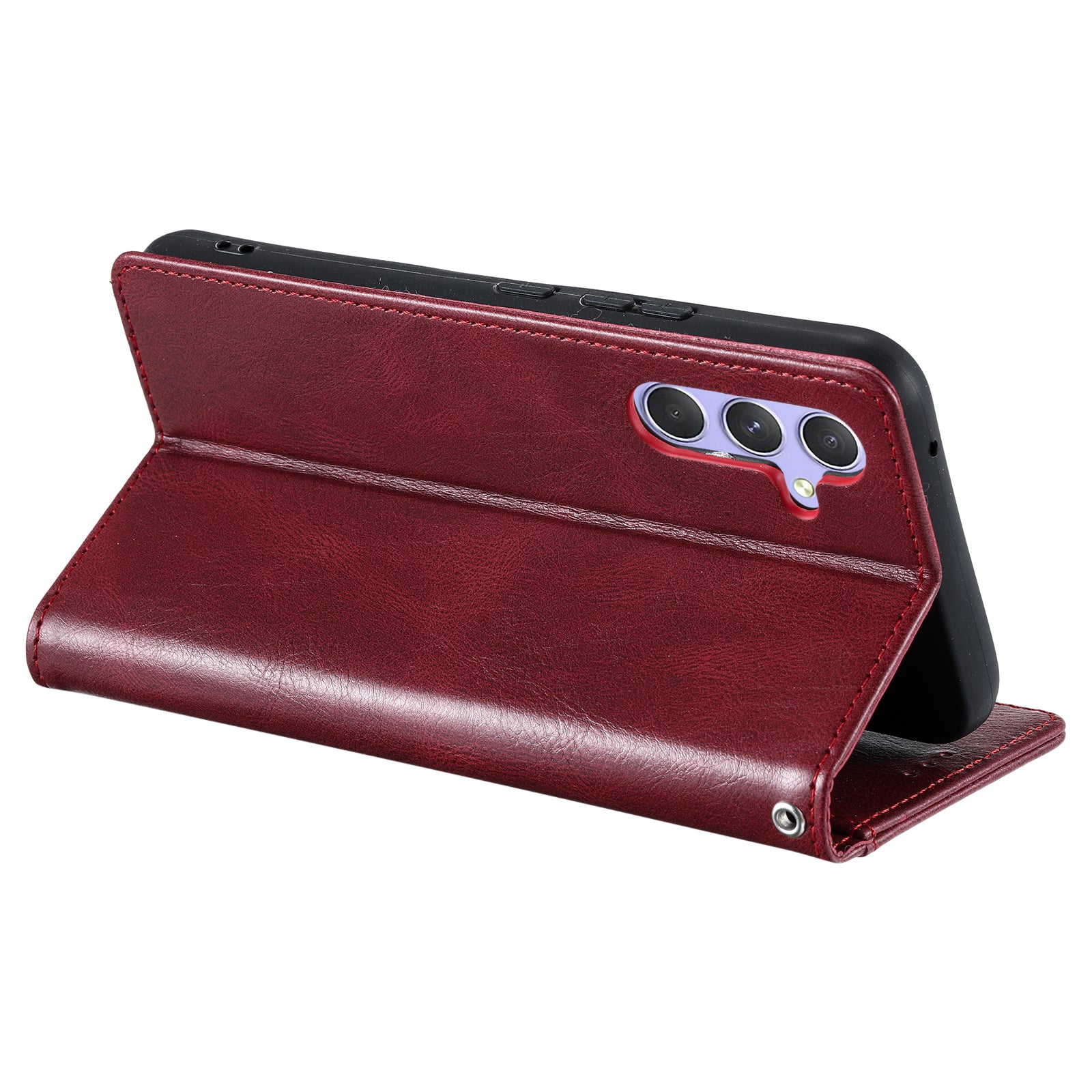 013 Style For Samsung Galaxy A16 5G / A16 4G Case Anti-Fall PU Leather Phone Cover with 6 Card Slots - Wine Red