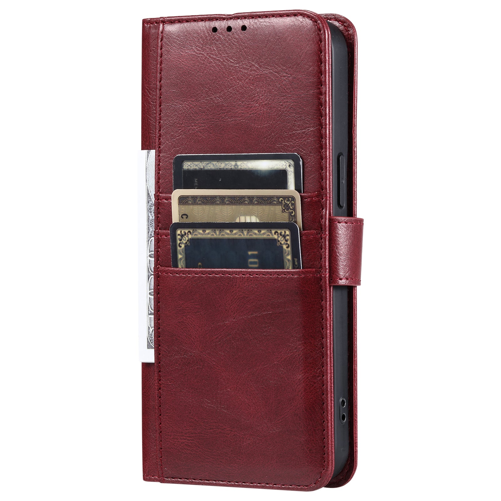 013 Style For Samsung Galaxy A16 5G / A16 4G Case Anti-Fall PU Leather Phone Cover with 6 Card Slots - Wine Red