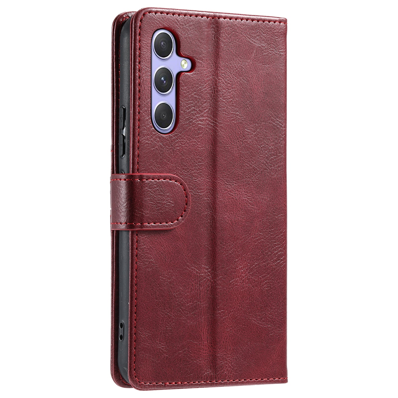 013 Style For Samsung Galaxy A16 5G / A16 4G Case Anti-Fall PU Leather Phone Cover with 6 Card Slots - Wine Red