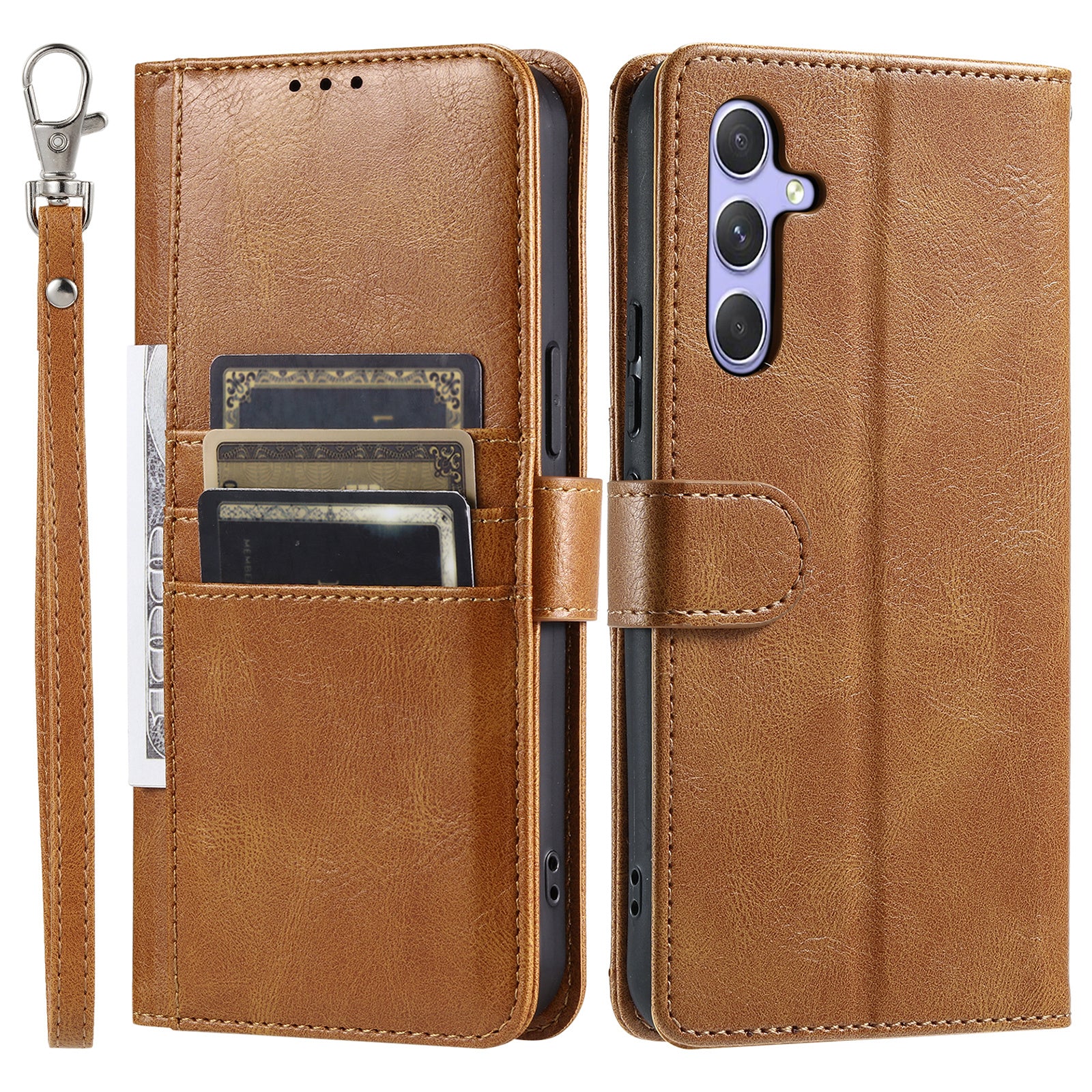 013 Style For Samsung Galaxy A16 5G / A16 4G Case Anti-Fall PU Leather Phone Cover with 6 Card Slots - Brown