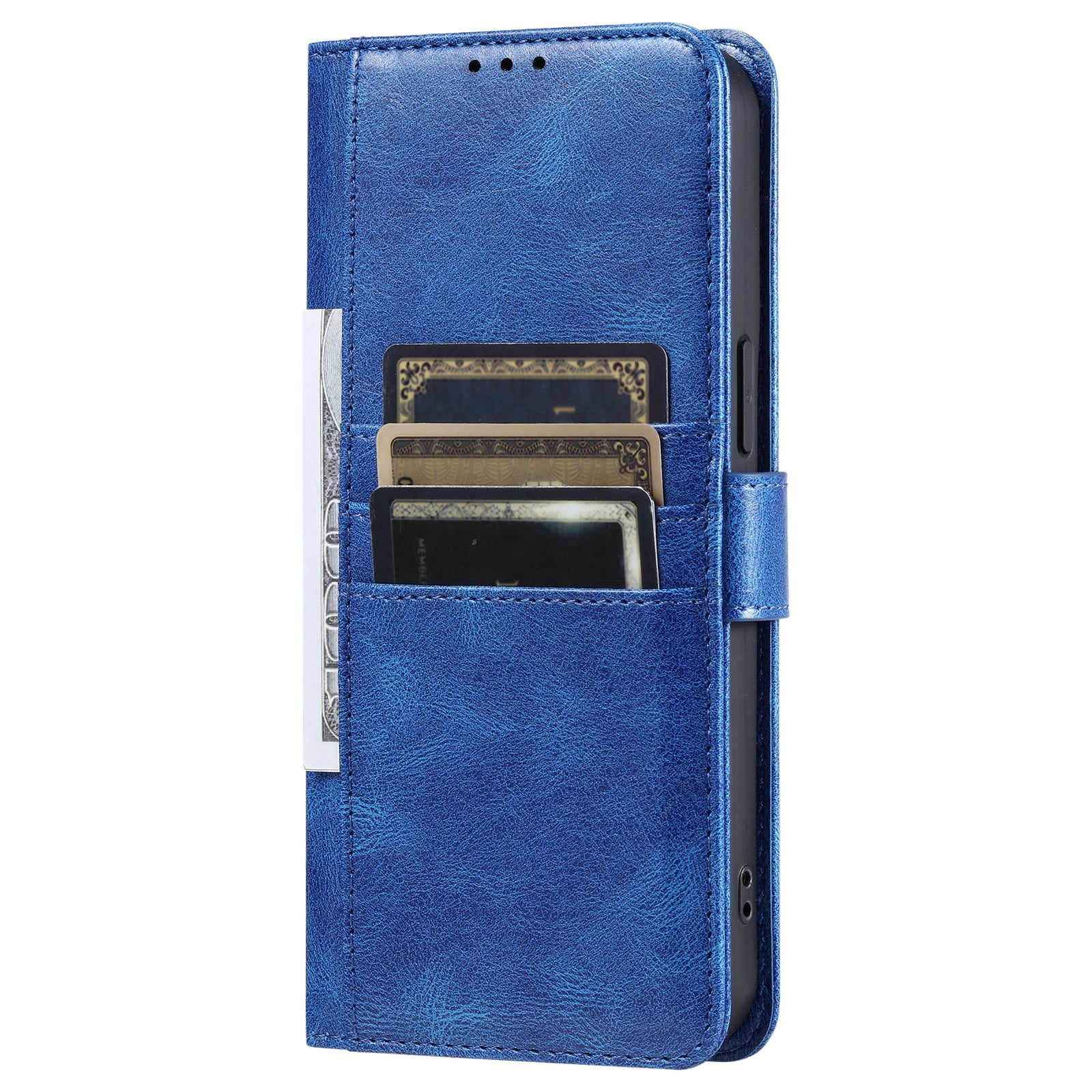 013 Style For Samsung Galaxy A16 5G / A16 4G Case Anti-Fall PU Leather Phone Cover with 6 Card Slots - Blue