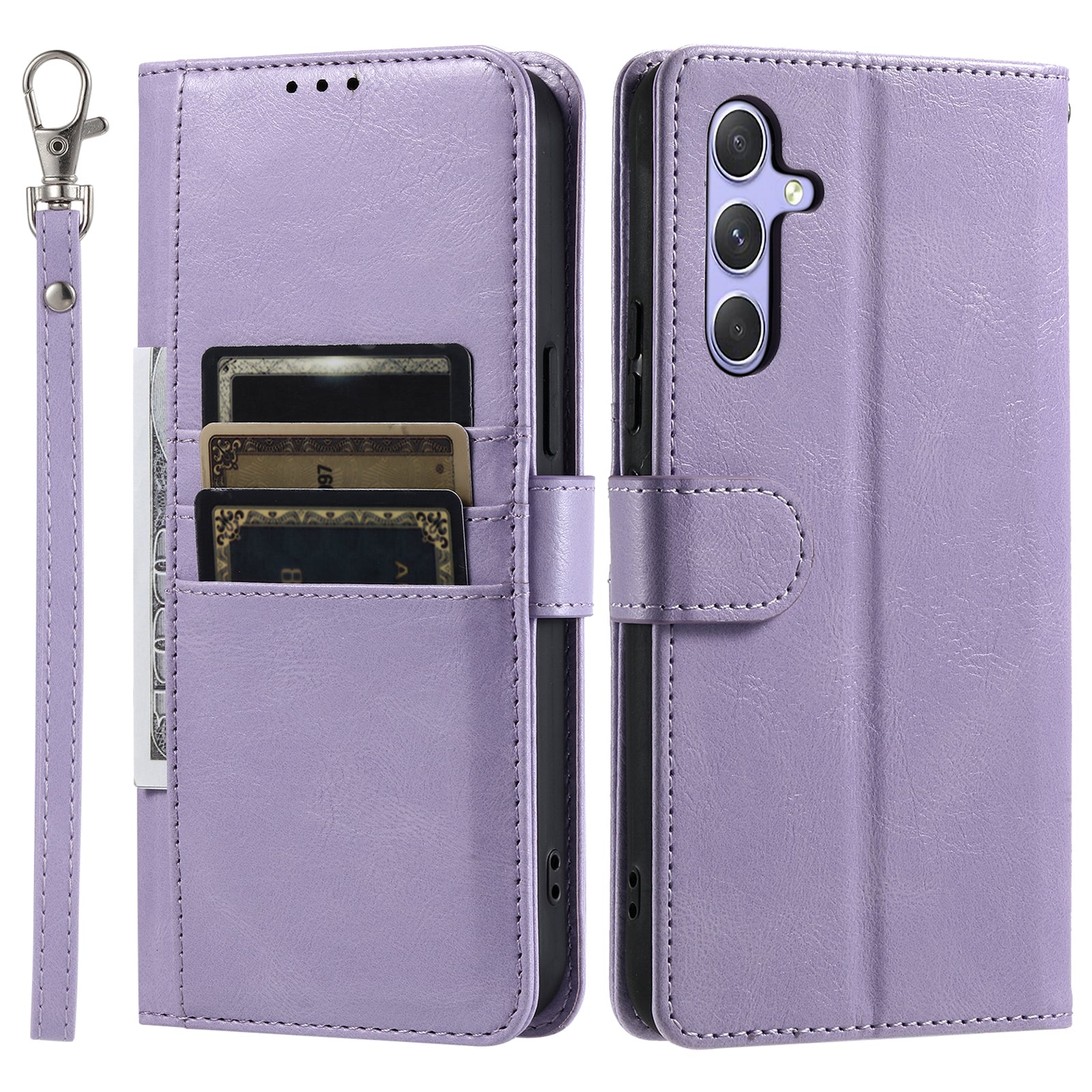 013 Style For Samsung Galaxy A16 5G / A16 4G Case Anti-Fall PU Leather Phone Cover with 6 Card Slots - Purple