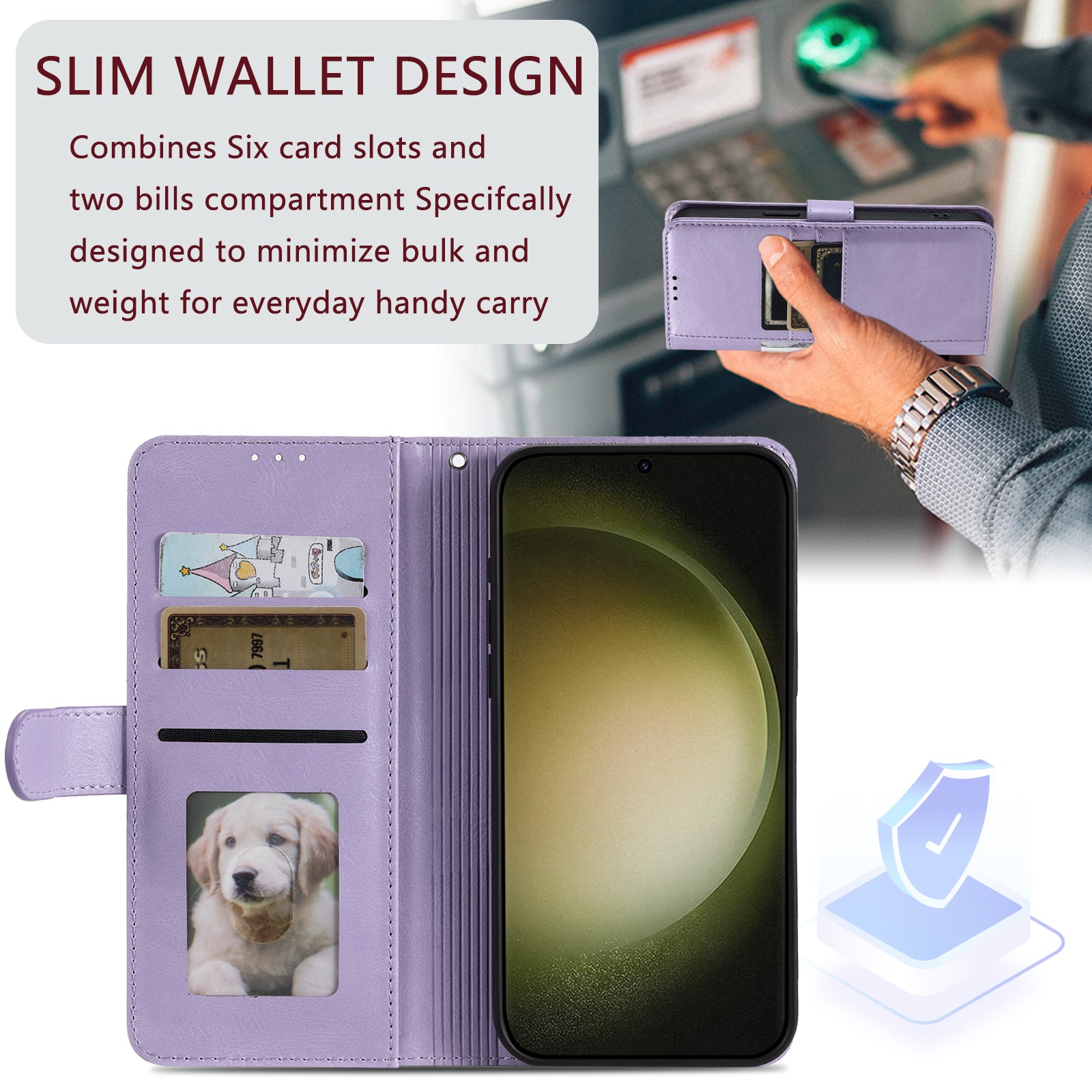 013 Style For Samsung Galaxy A16 5G / A16 4G Case Anti-Fall PU Leather Phone Cover with 6 Card Slots - Purple