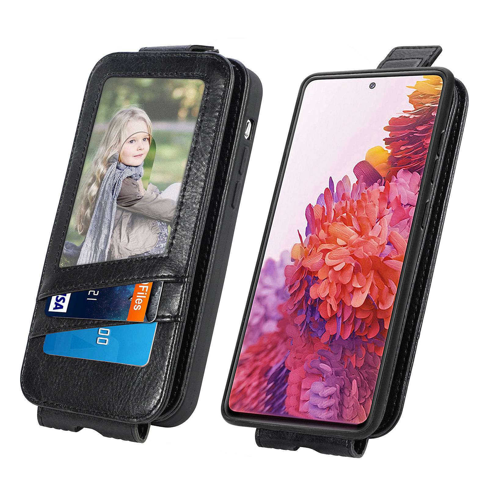 For Samsung Galaxy S20 FE / S20 FE 5G / S20 FE 2022 / S20 Lite Vertical Flip Zipper Wallet Phone Case PU Leather Stand Cover - Black