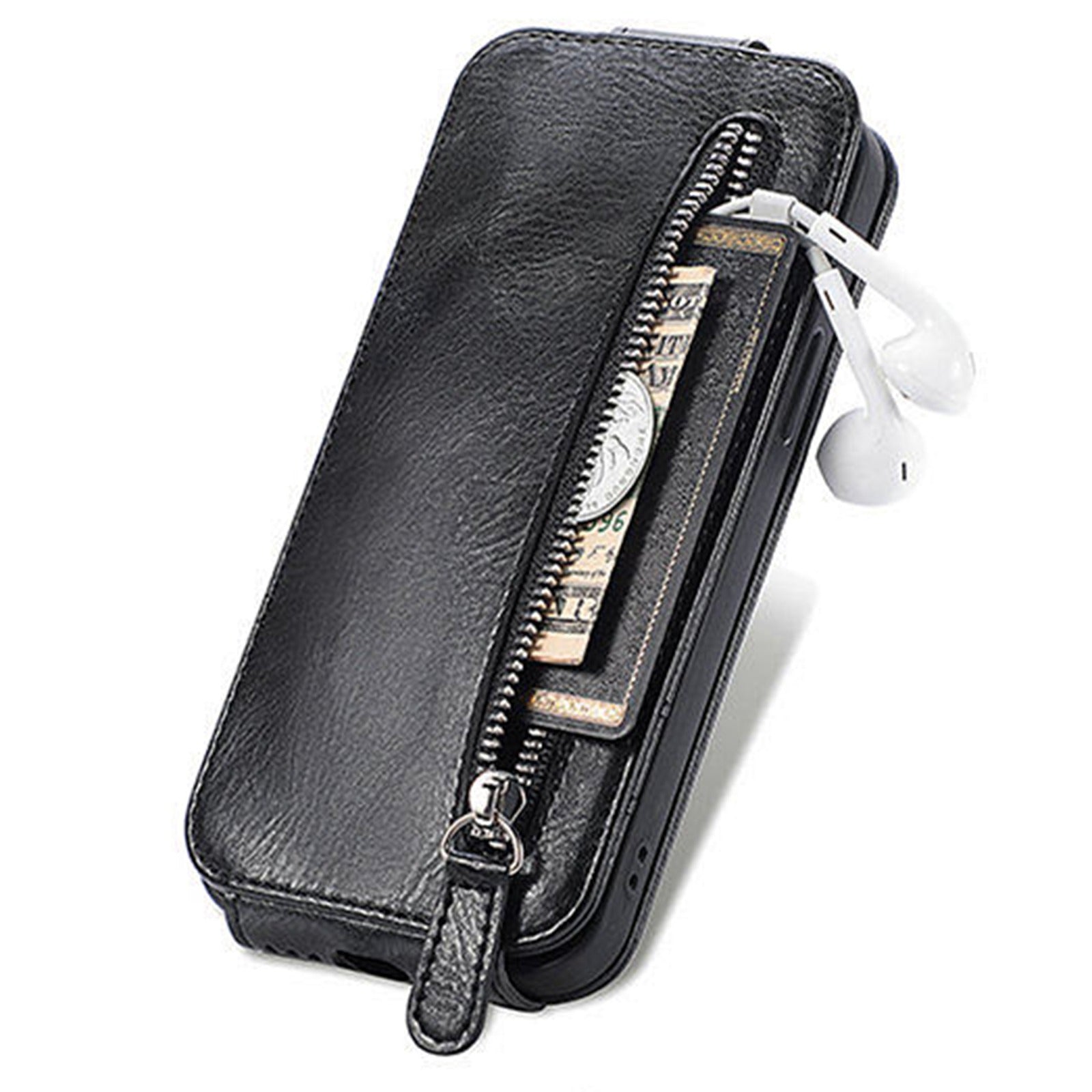 For Samsung Galaxy S20 FE / S20 FE 5G / S20 FE 2022 / S20 Lite Vertical Flip Zipper Wallet Phone Case PU Leather Stand Cover - Black