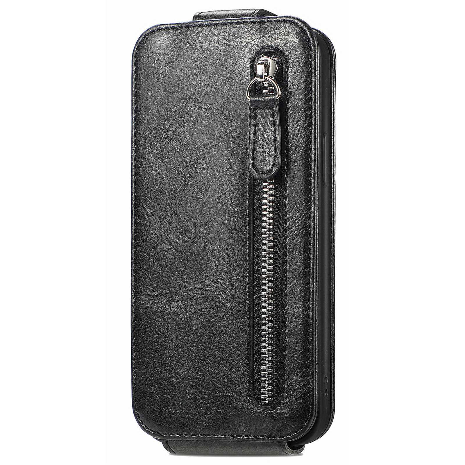 For Samsung Galaxy S20 FE / S20 FE 5G / S20 FE 2022 / S20 Lite Vertical Flip Zipper Wallet Phone Case PU Leather Stand Cover - Black