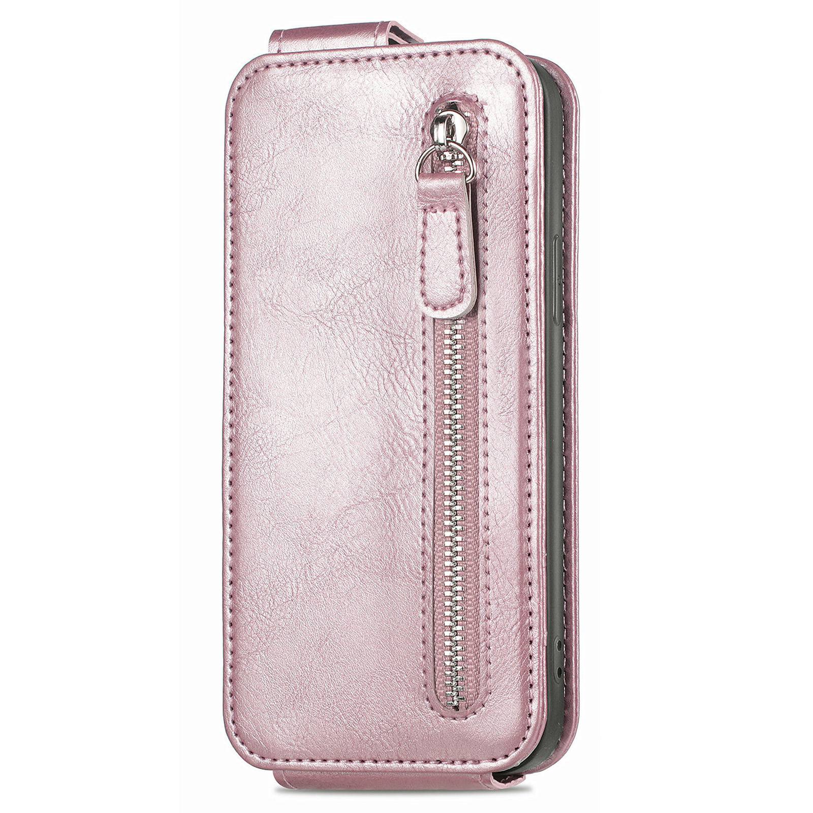 For Samsung Galaxy S20 FE / S20 FE 5G / S20 FE 2022 / S20 Lite Vertical Flip Zipper Wallet Phone Case PU Leather Stand Cover - Rose Gold