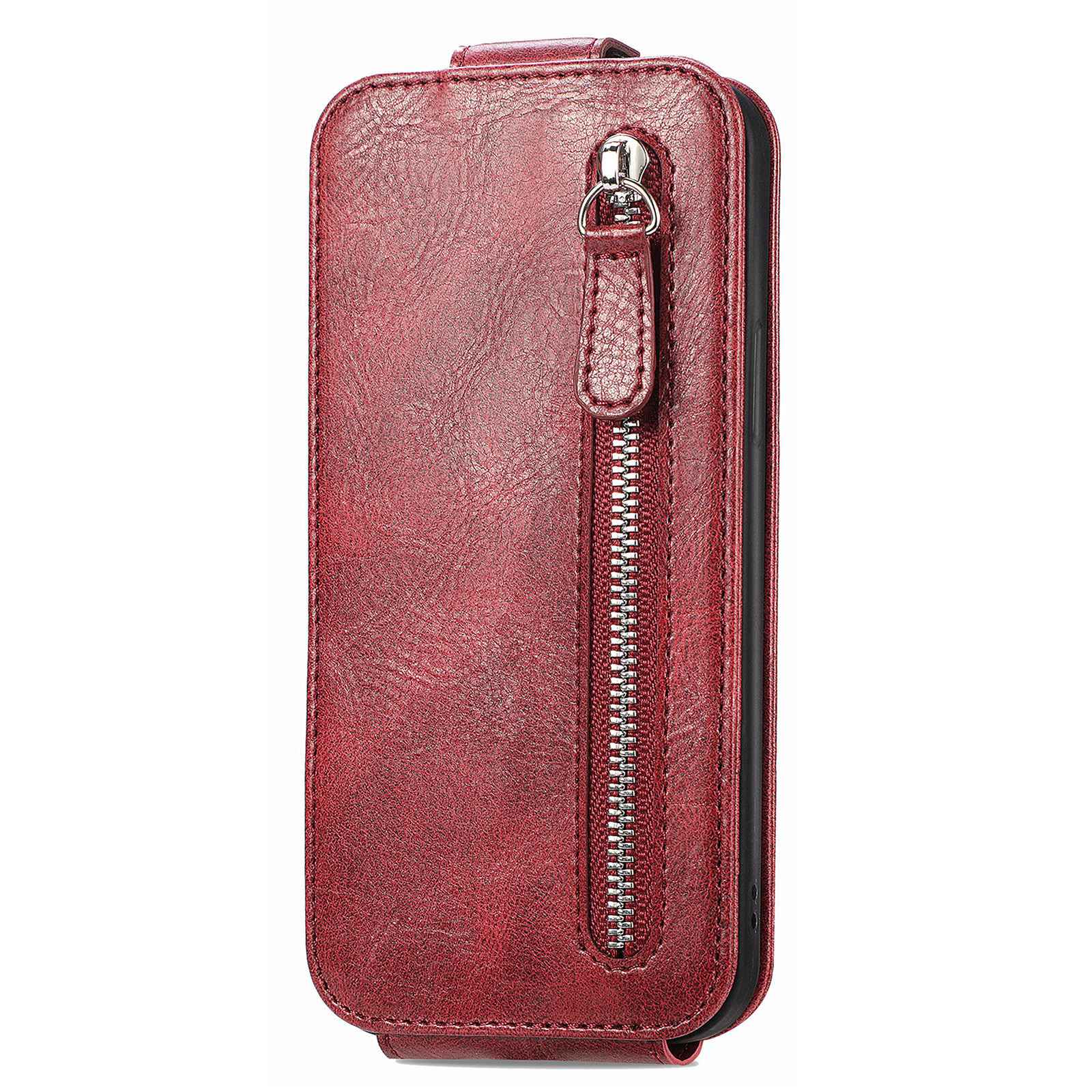 For Samsung Galaxy S20 FE / S20 FE 5G / S20 FE 2022 / S20 Lite Vertical Flip Zipper Wallet Phone Case PU Leather Stand Cover - Red