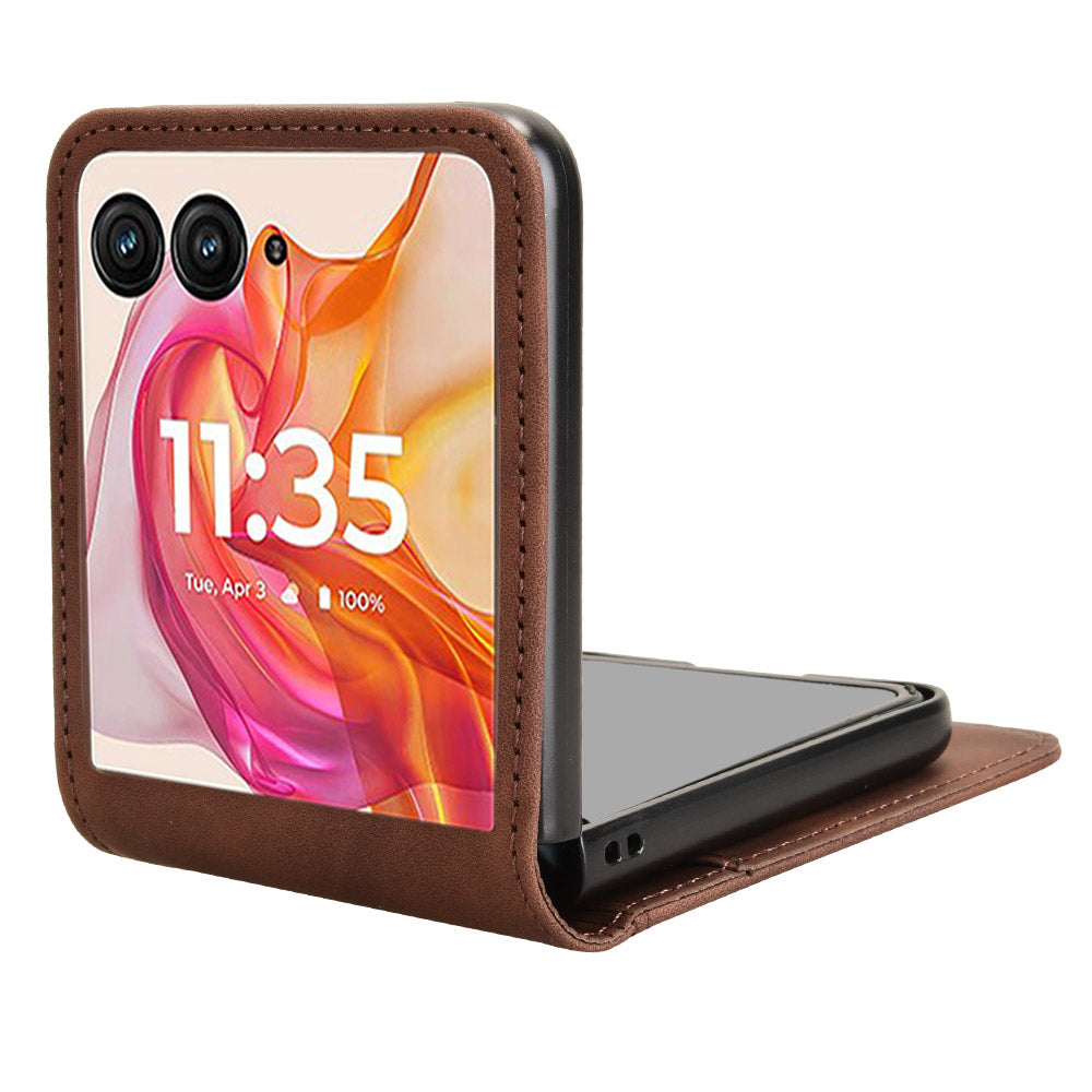 For Motorola Razr 50 Ultra 5G / Razr+ 2024 5G Case Card Slot Leather+PC Phone Cover Separable Design - Brown