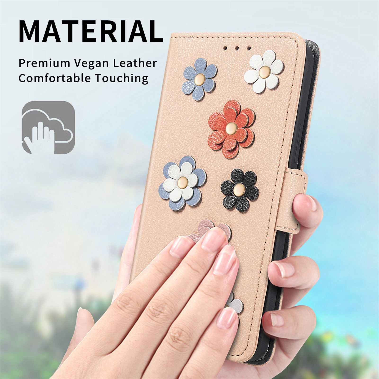 For Samsung Galaxy S20 FE 4G / FE 5G / S20 Lite / S20 FE 2022 Impact Resistant PU Leather Stand Wallet 3D Flower Decor Phone Case Magnetic Clasp Inner TPU Cover - Khaki